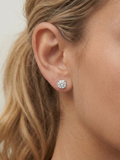 Jamie Lab Grown Diamond Earrings Round - White Gold