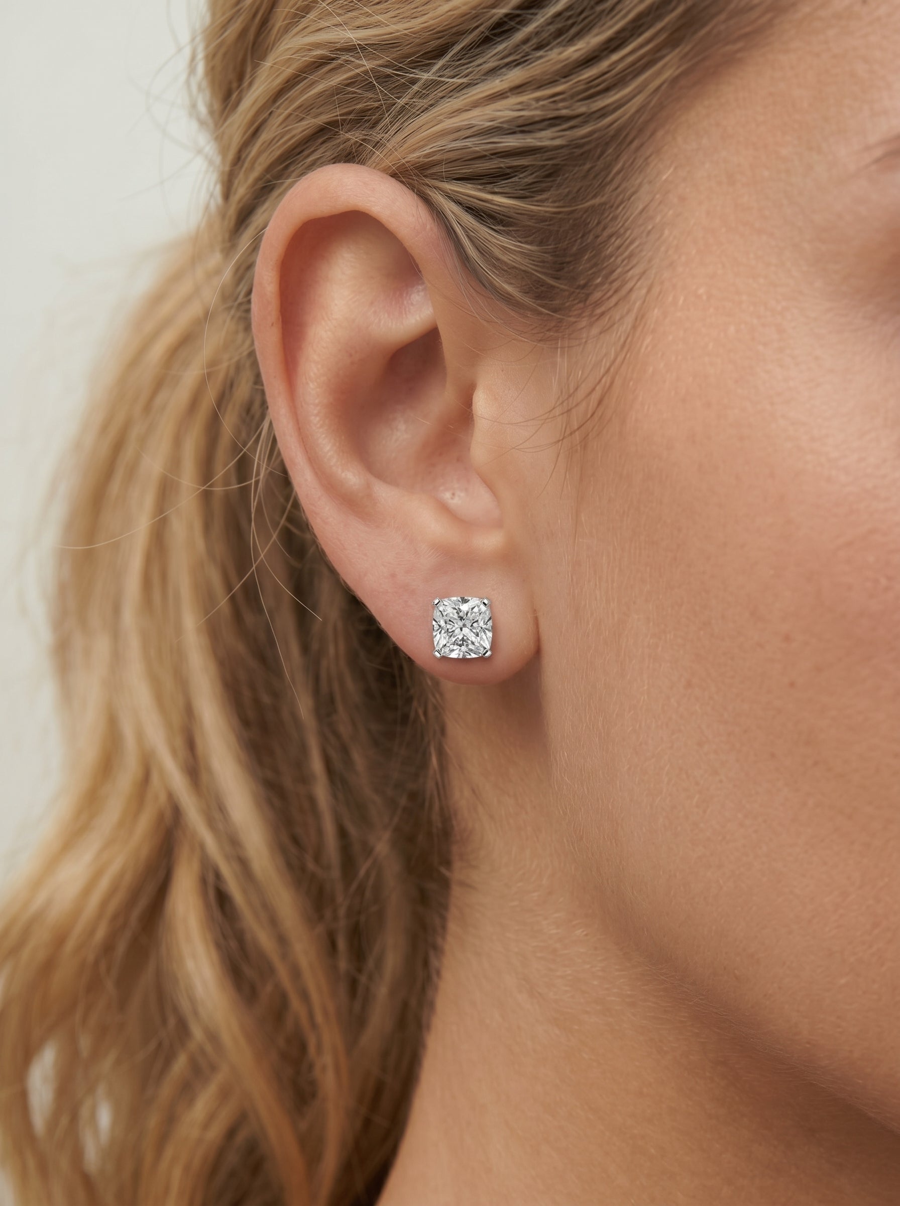 Jamie Lab Grown Diamond Earrings Square Cushion - White Gold