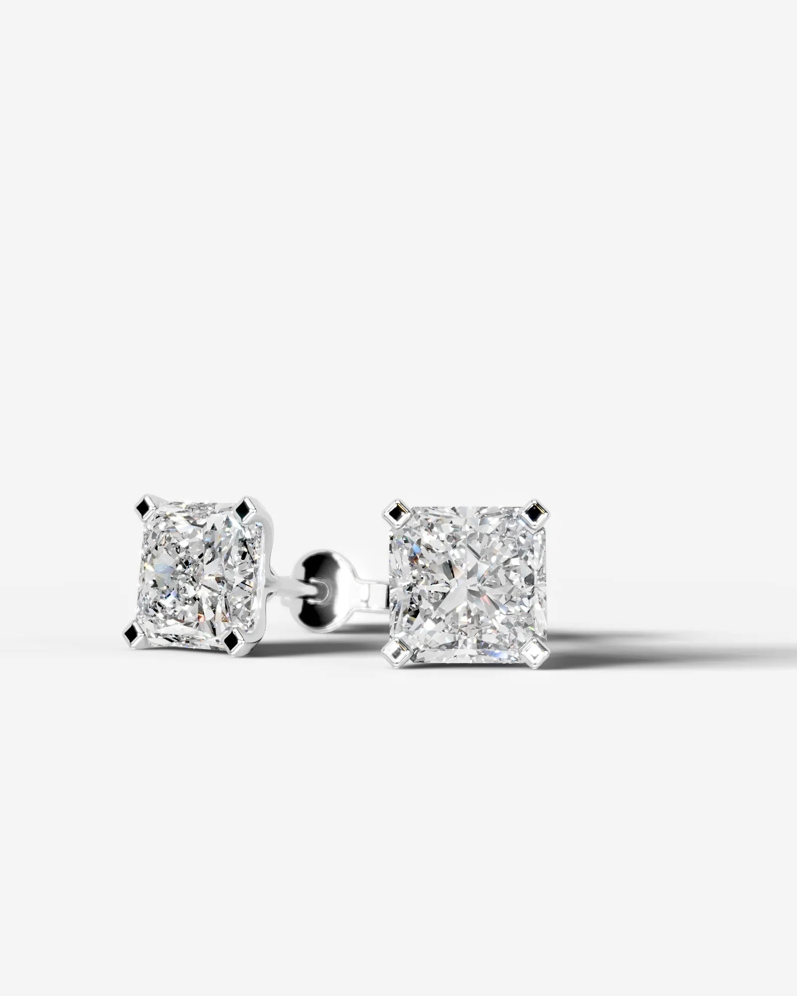 Jamie Lab Grown Diamond Earrings Square Radiant - White Gold