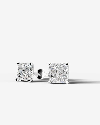 Jamie Lab Grown Diamond Earrings Square Radiant - White Gold