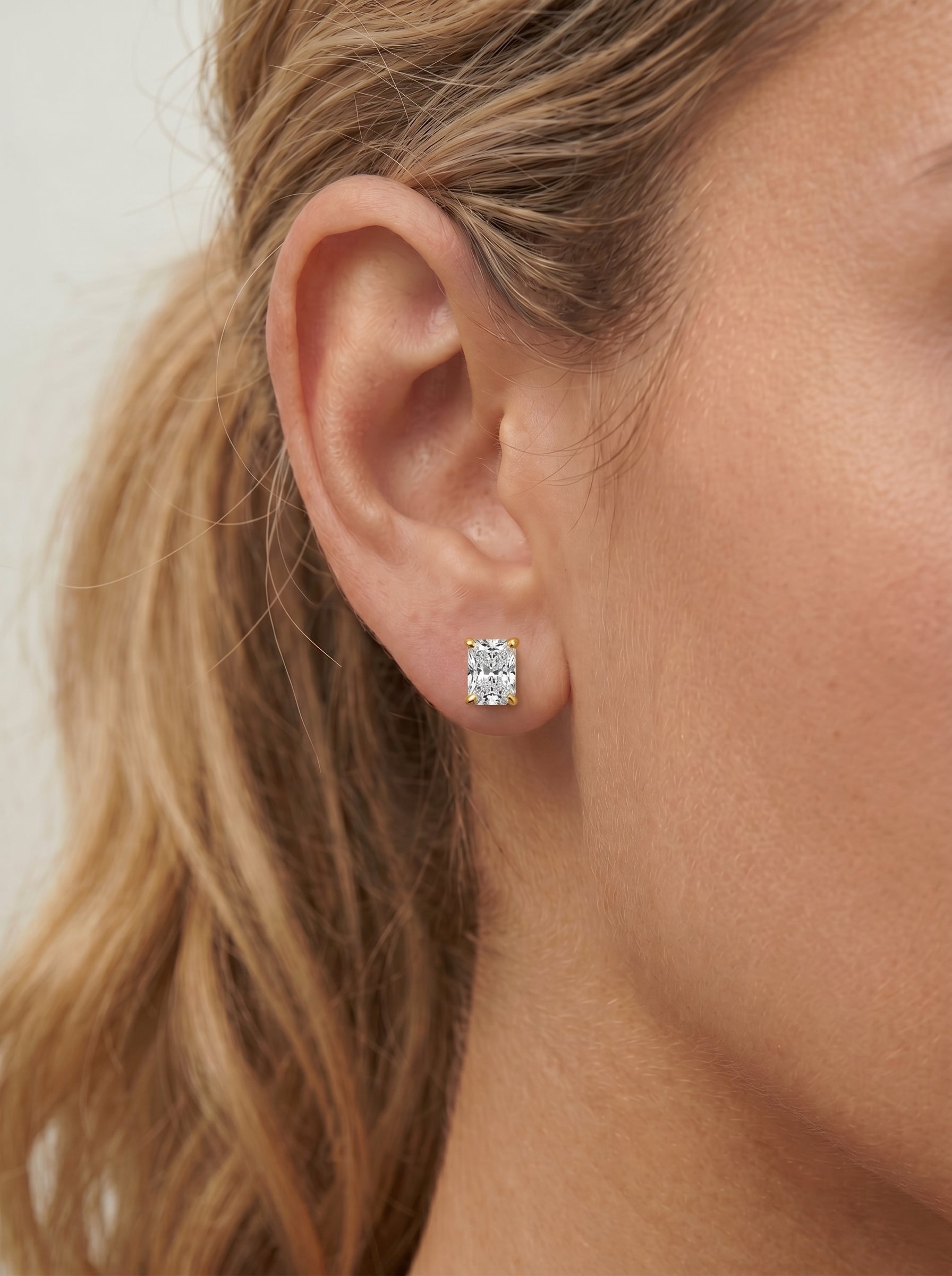 Jamie Lab Grown Diamond Earrings Elongated Cushion - Yellow Gold