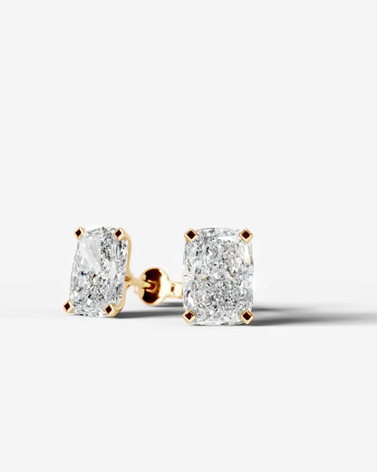 Jamie Lab Grown Diamond Earrings Elongated Cushion - Yellow Gold