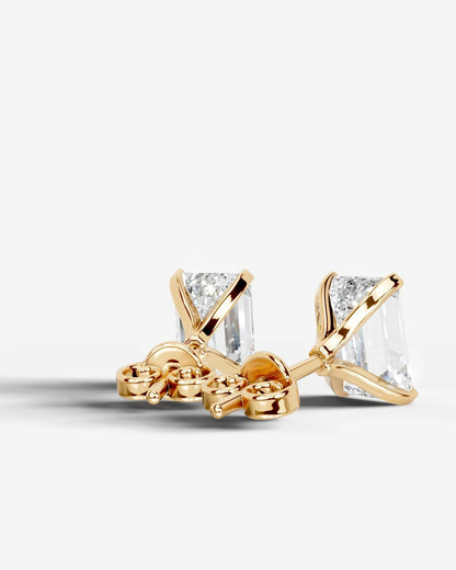 Jamie Lab Grown Diamond Earrings Emerald - Yellow Gold