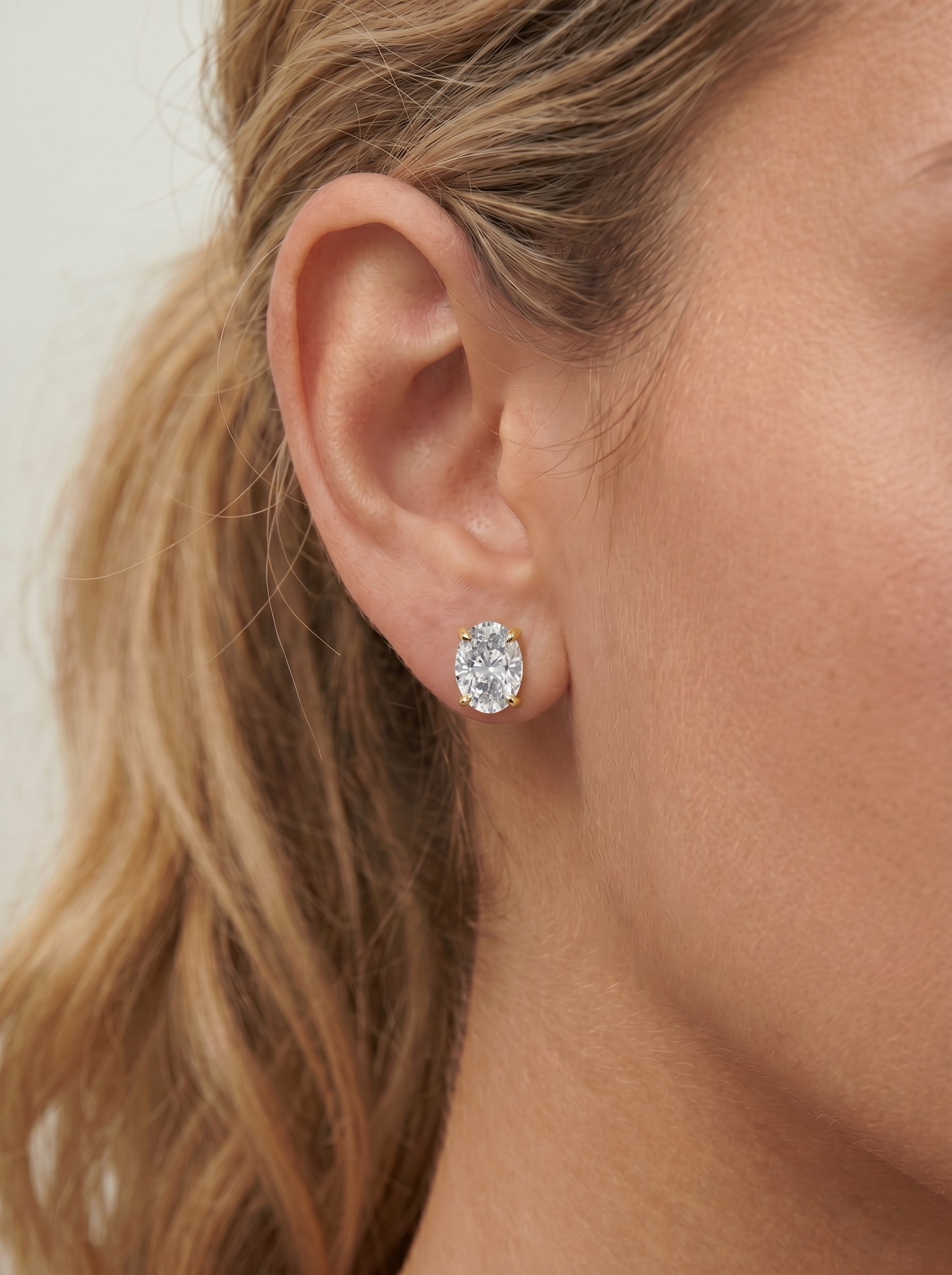 Jamie Lab Grown Diamond Earrings Oval - Yellow Gold