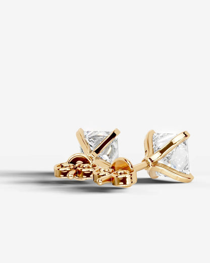 Jamie Lab Grown Diamond Earrings Princess - Yellow Gold