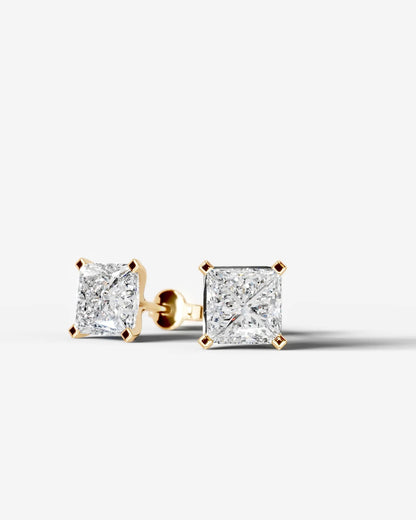 Jamie Lab Grown Diamond Earrings Princess - Yellow Gold