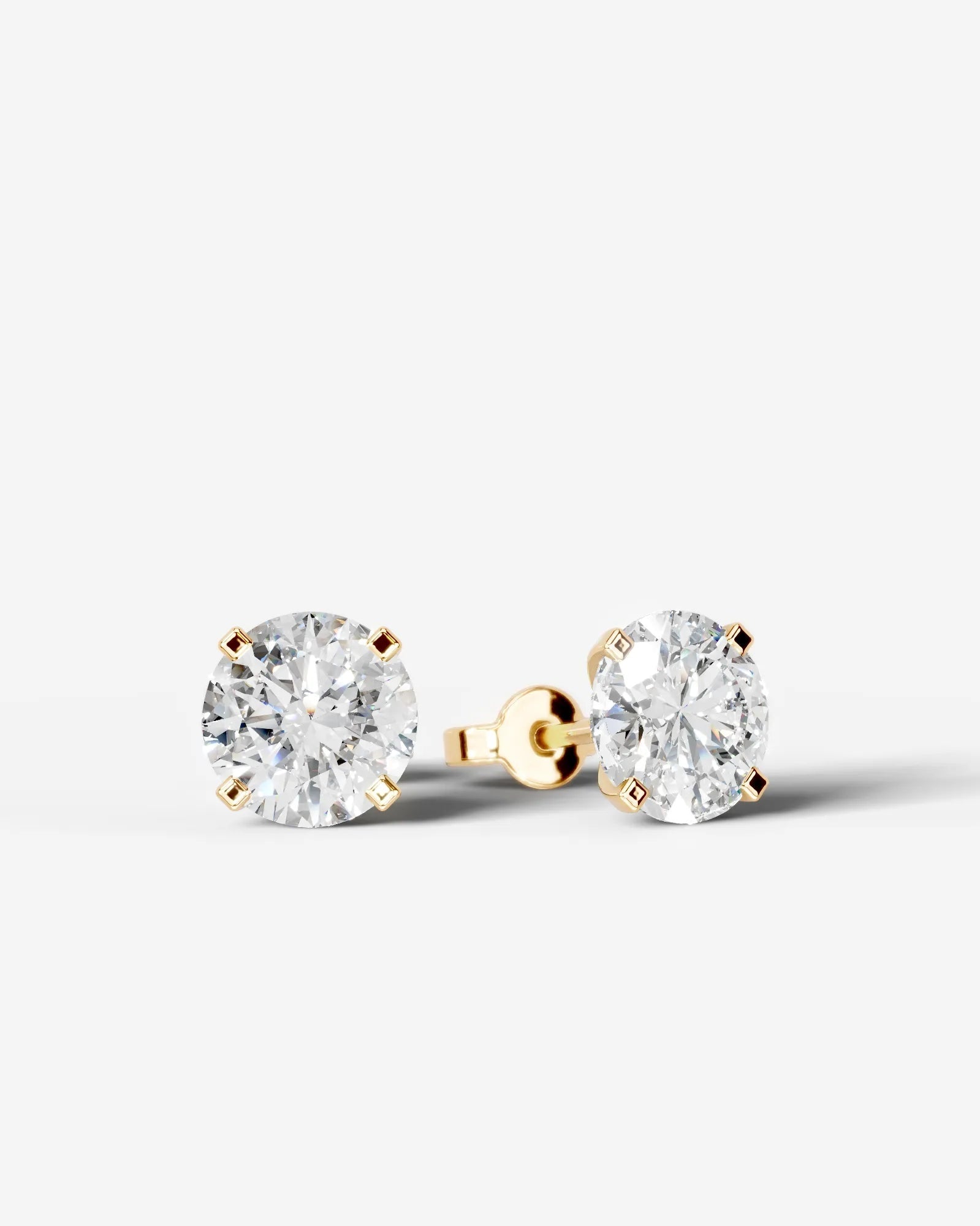 Jamie Lab Grown Diamond Earrings Round - Yellow Gold