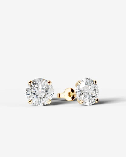 Jamie Lab Grown Diamond Earrings Round - Yellow Gold