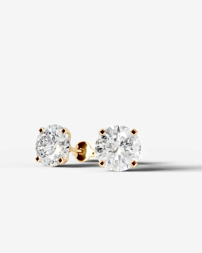 Jamie Lab Grown Diamond Earrings Round - Yellow Gold