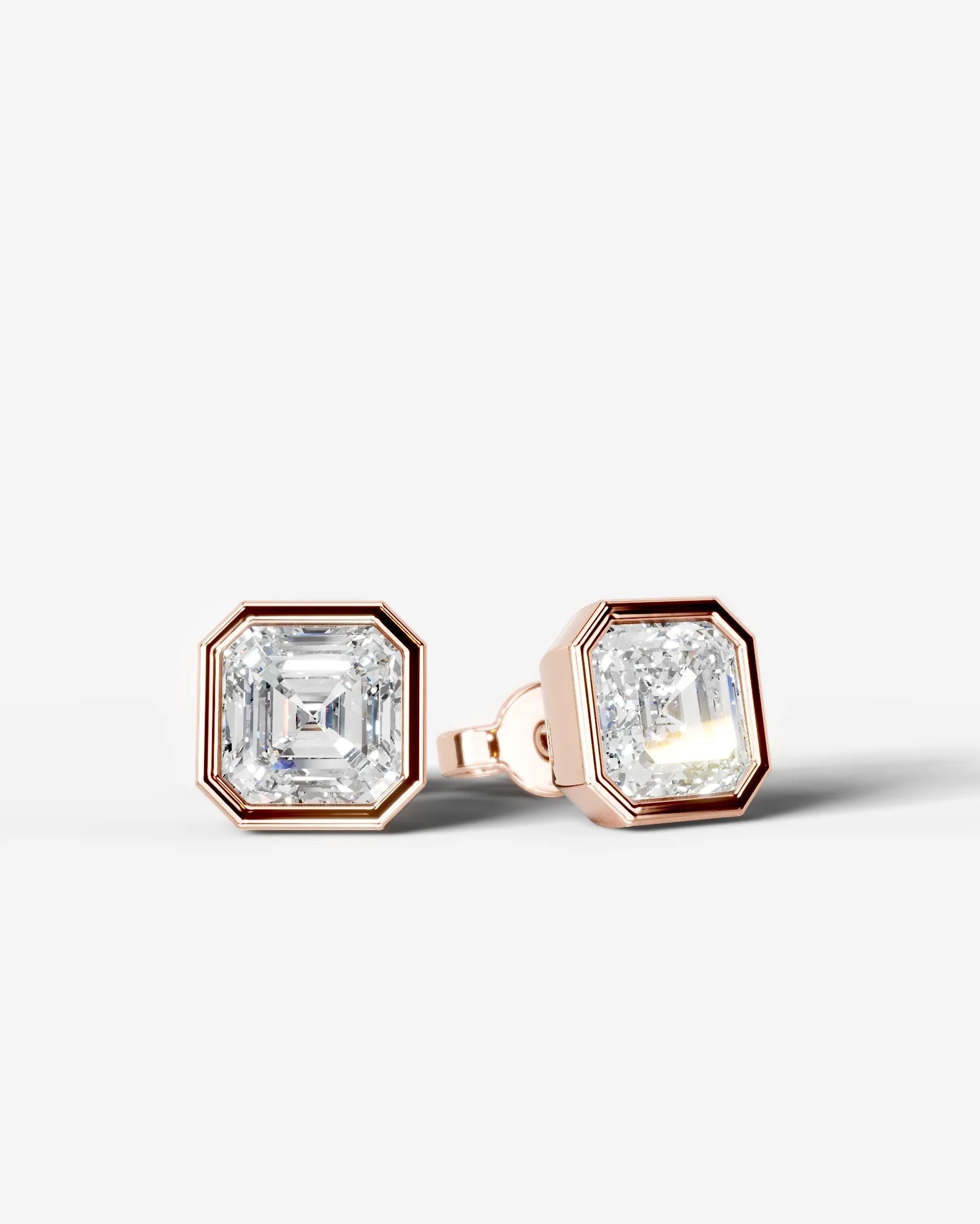 Janice Lab Grown Diamond Earrings Asscher - Rose Gold