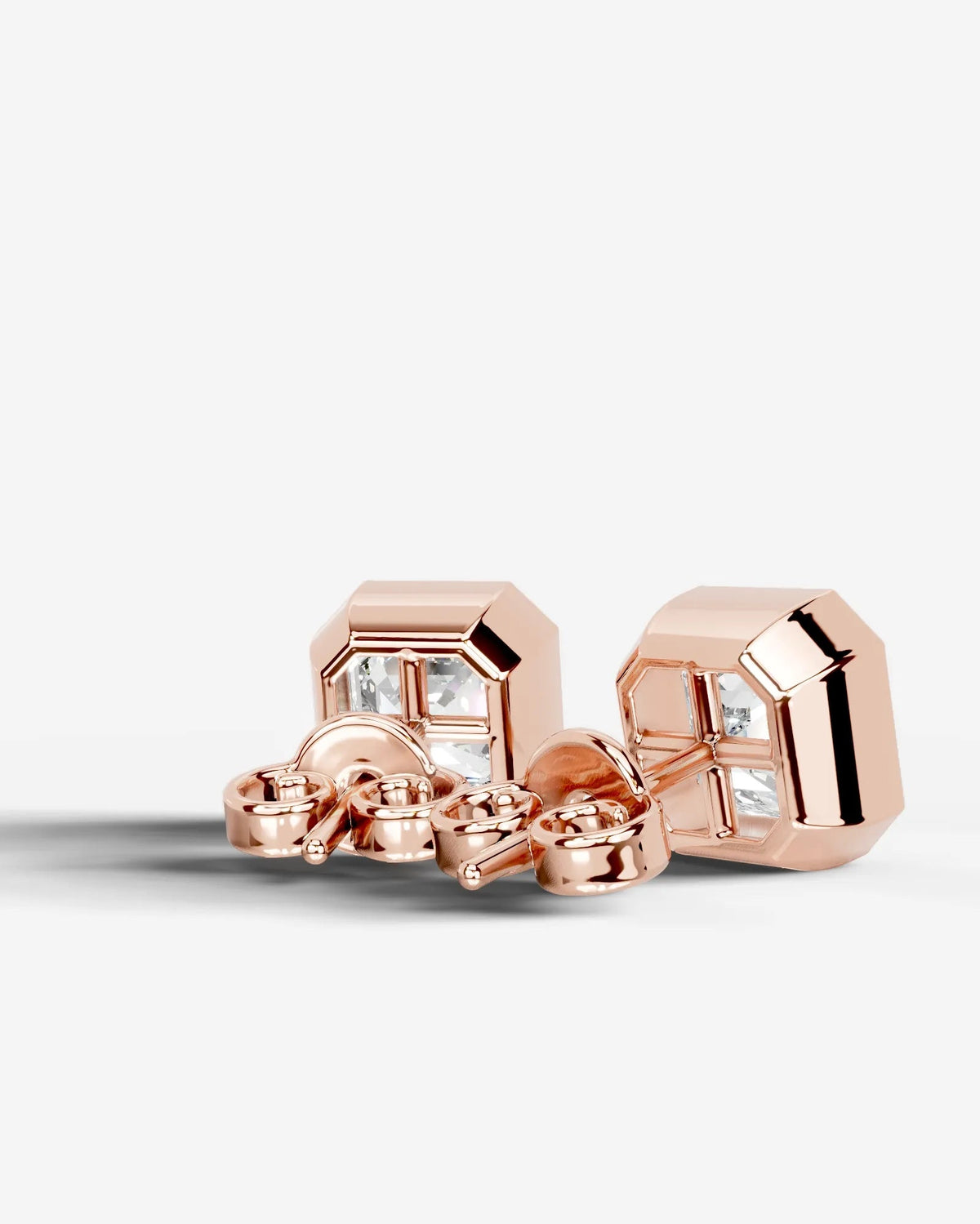 Janice Lab Grown Diamond Earrings Asscher - Rose Gold