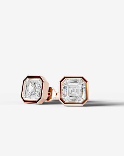 Janice Lab Grown Diamond Earrings Asscher - Rose Gold