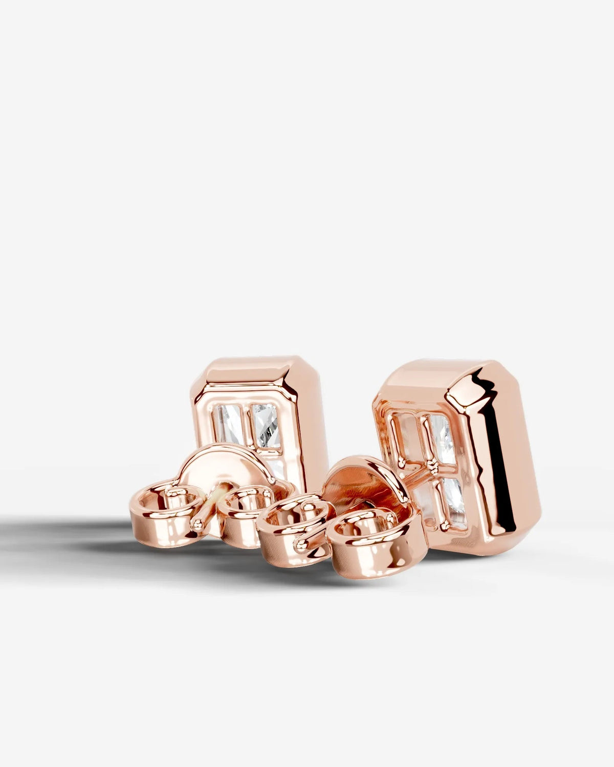 Janice Lab Grown Diamond Earrings Elongated Radiant - Rose Gold