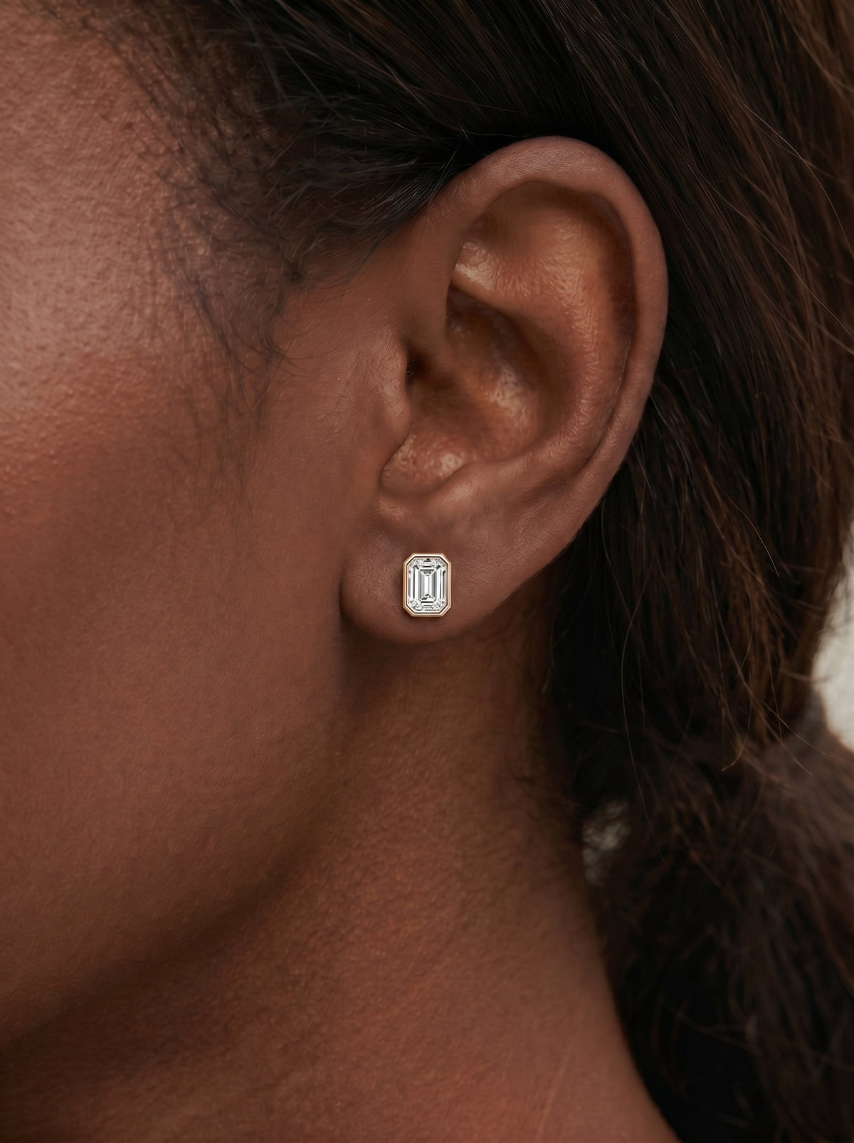 Janice Lab Grown Diamond Earrings Emerald - Rose Gold