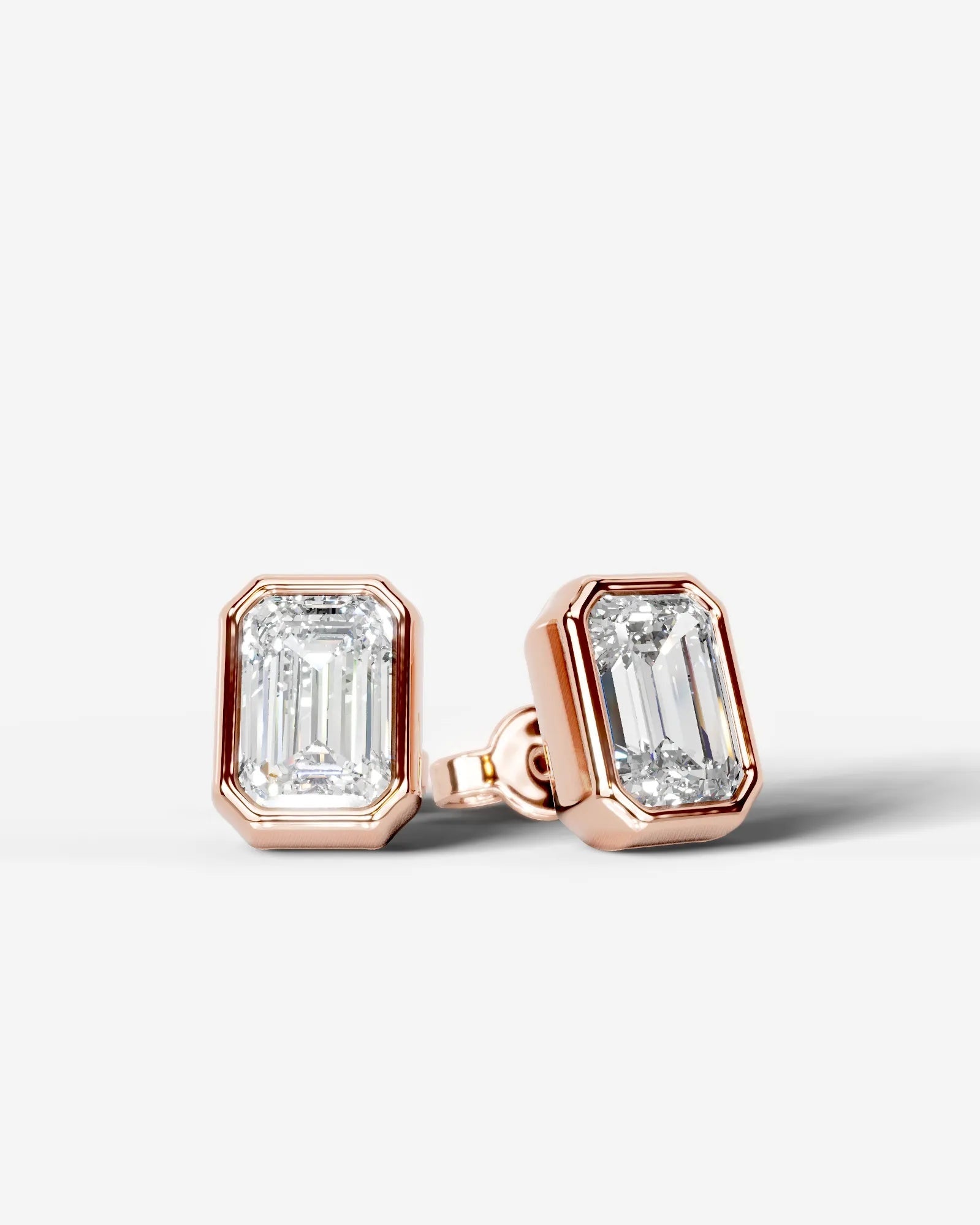 Janice Lab Grown Diamond Earrings Emerald - Rose Gold