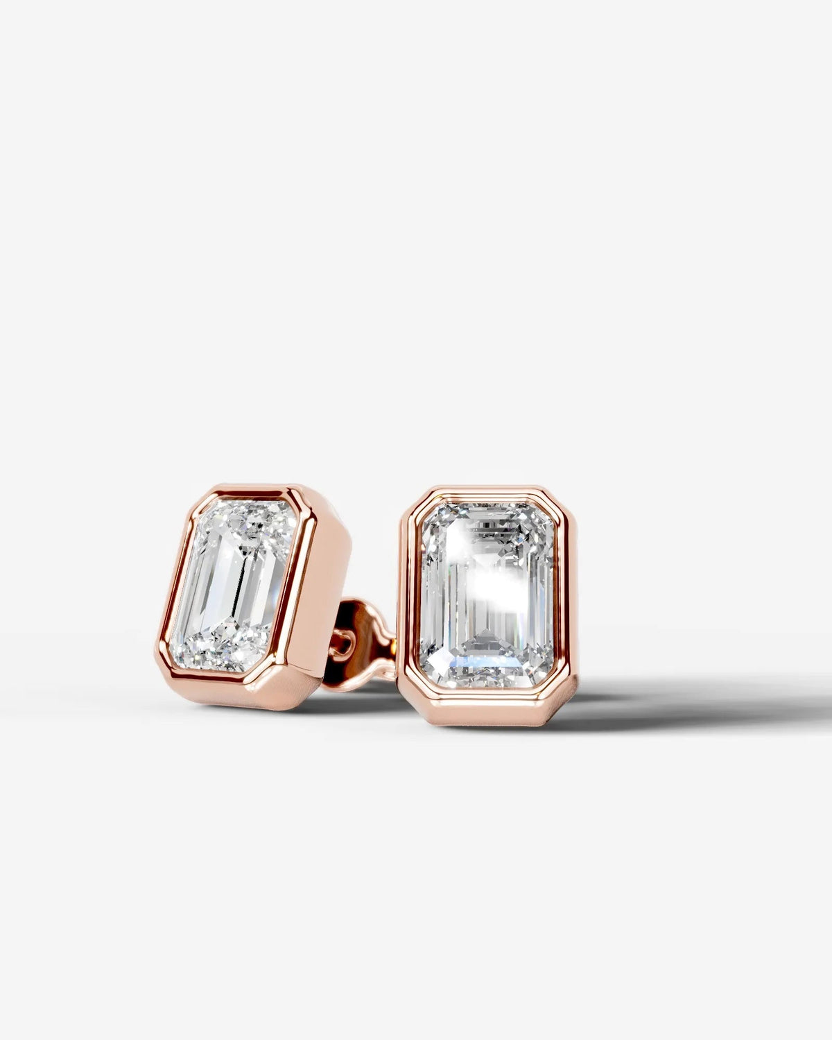 Janice Lab Grown Diamond Earrings Emerald - Rose Gold