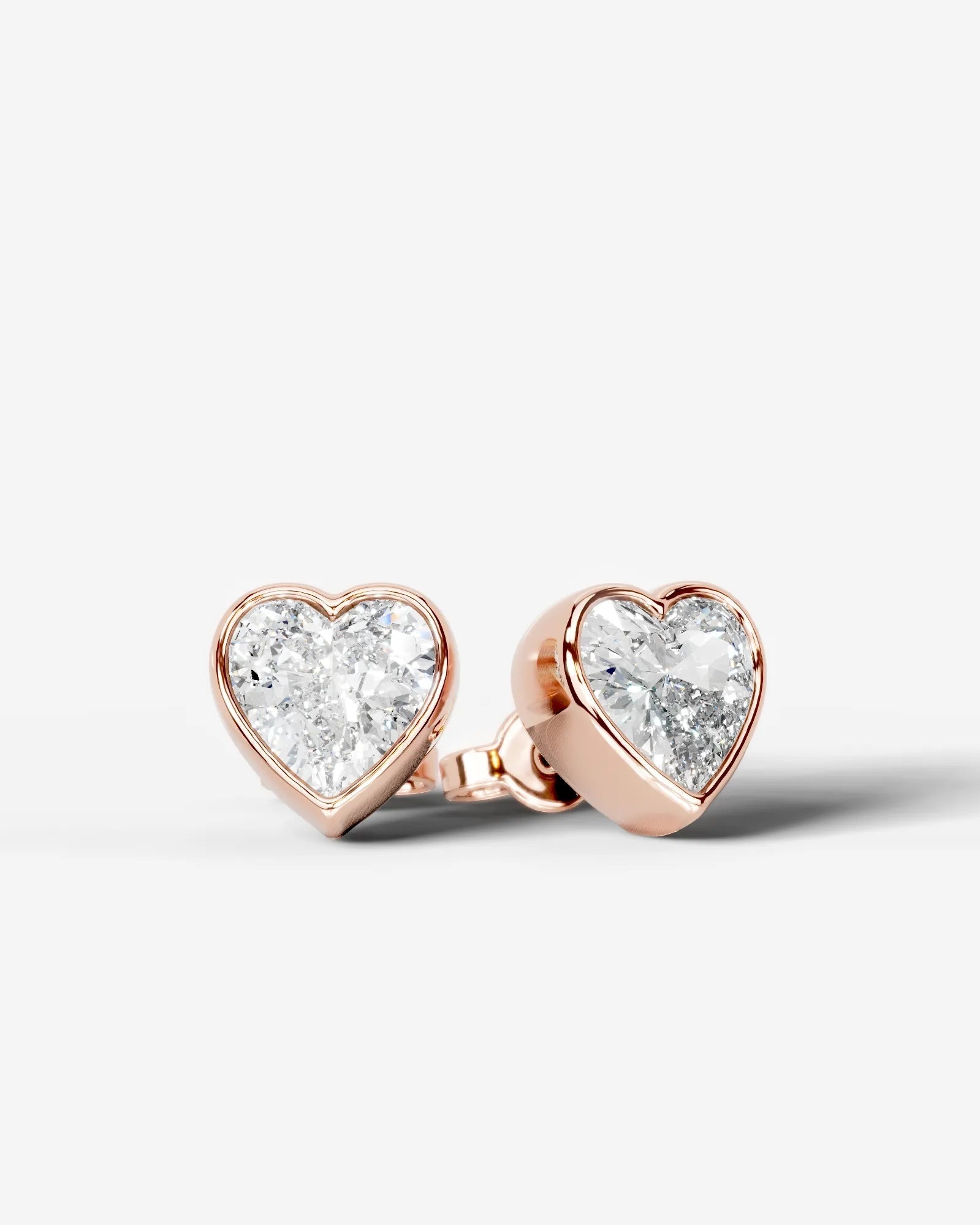 Janice Lab Grown Diamond Earrings Heart - Rose Gold