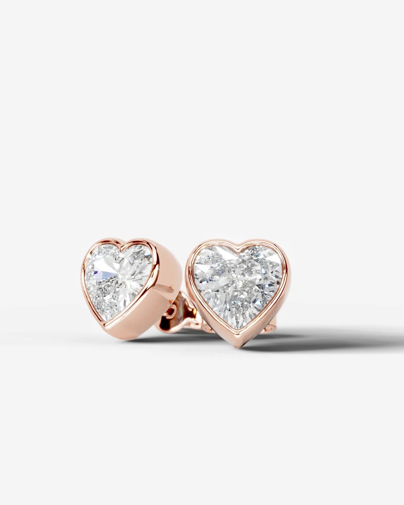 Janice Lab Grown Diamond Earrings Heart - Rose Gold