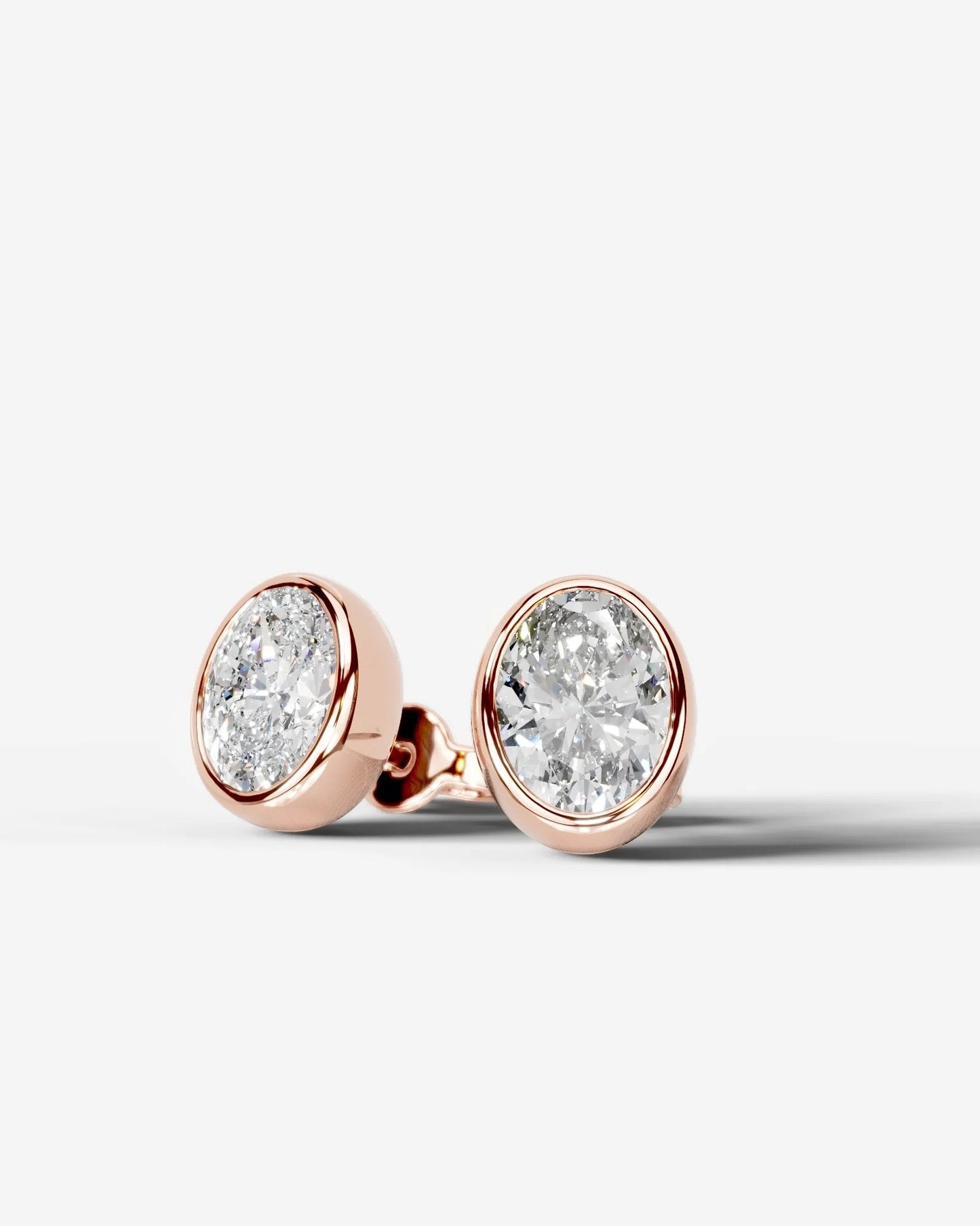Janice Lab Grown Diamond Earrings Oval - Rose Gold