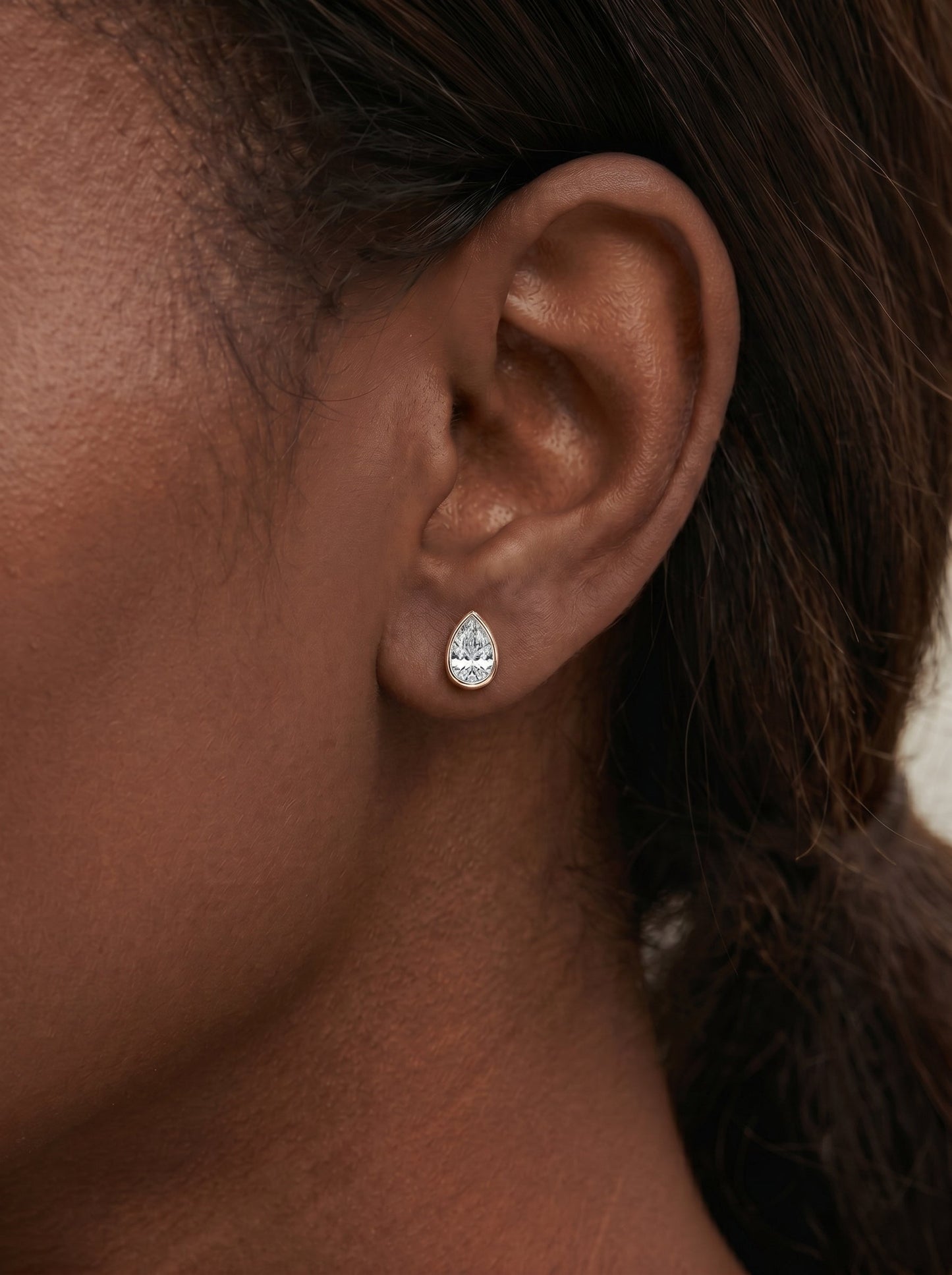 Janice Lab Grown Diamond Earrings Pear - Rose Gold