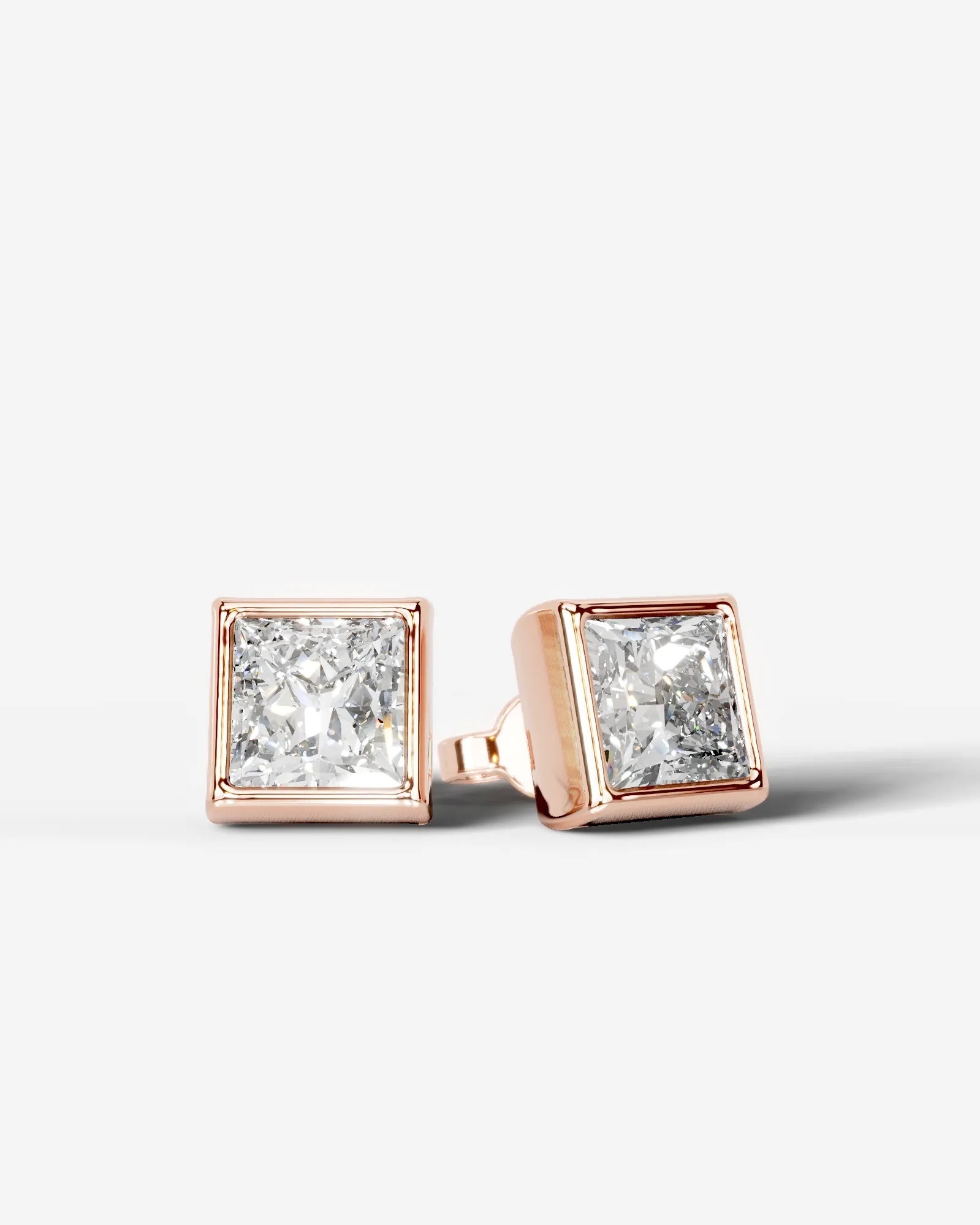 Janice Lab Grown Diamond Earrings Princess - Rose Gold