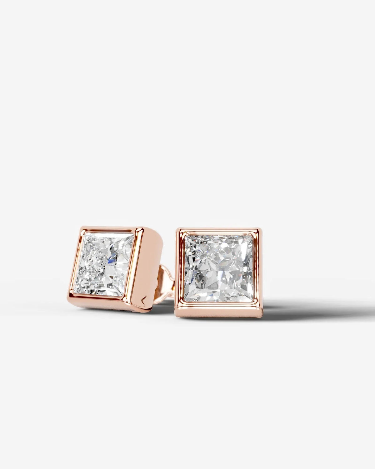 Janice Lab Grown Diamond Earrings Princess - Rose Gold