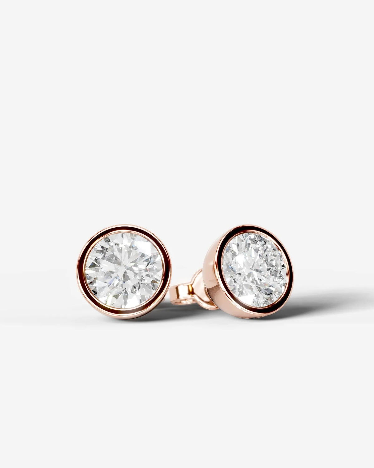 Janice Lab Grown Diamond Earrings Round - Rose Gold