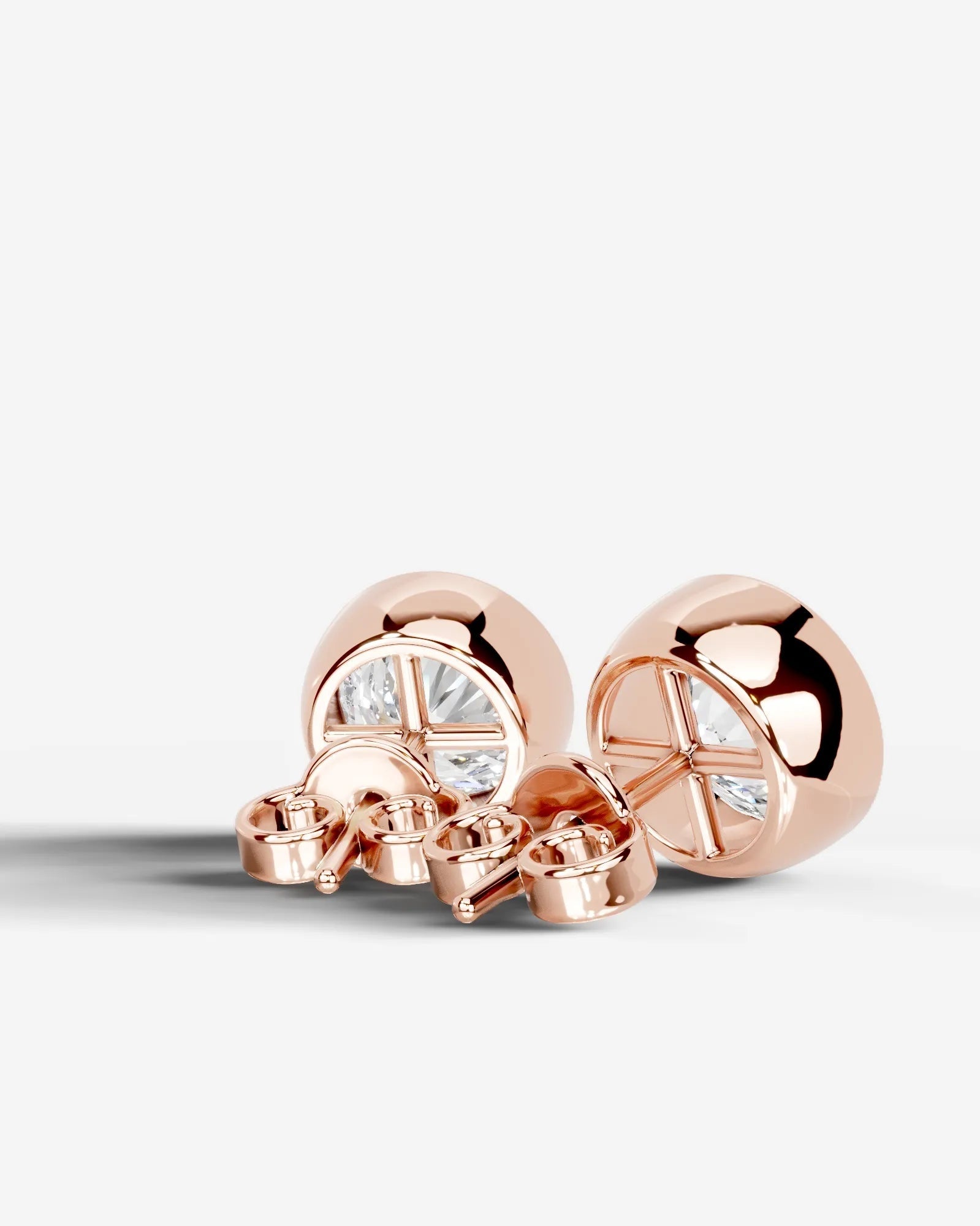 Janice Lab Grown Diamond Earrings Round - Rose Gold