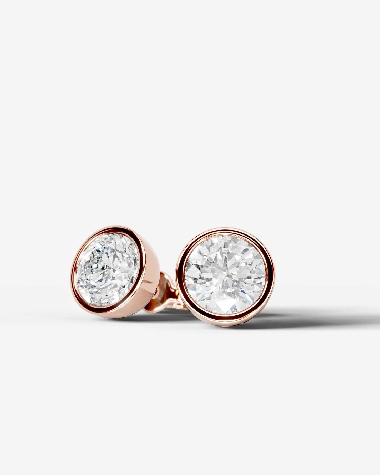 Janice Lab Grown Diamond Earrings Round - Rose Gold