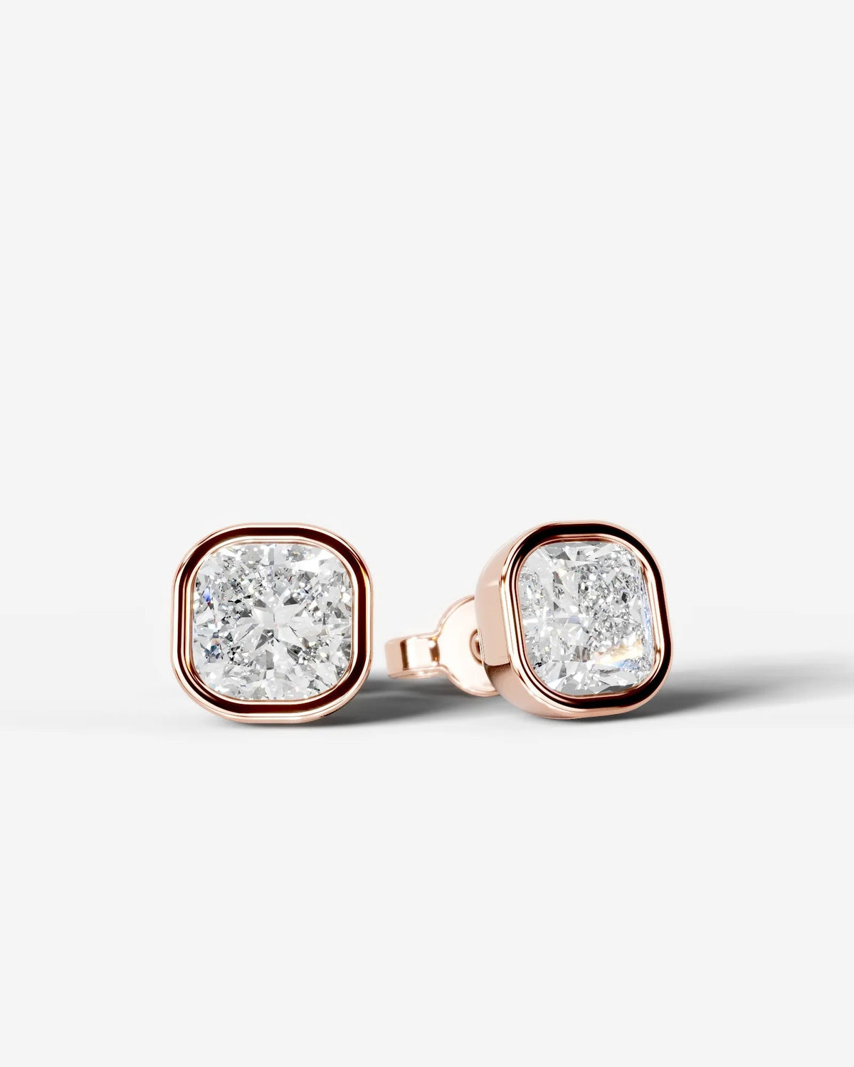 Janice Lab Grown Diamond Earrings Square Cushion - Rose Gold