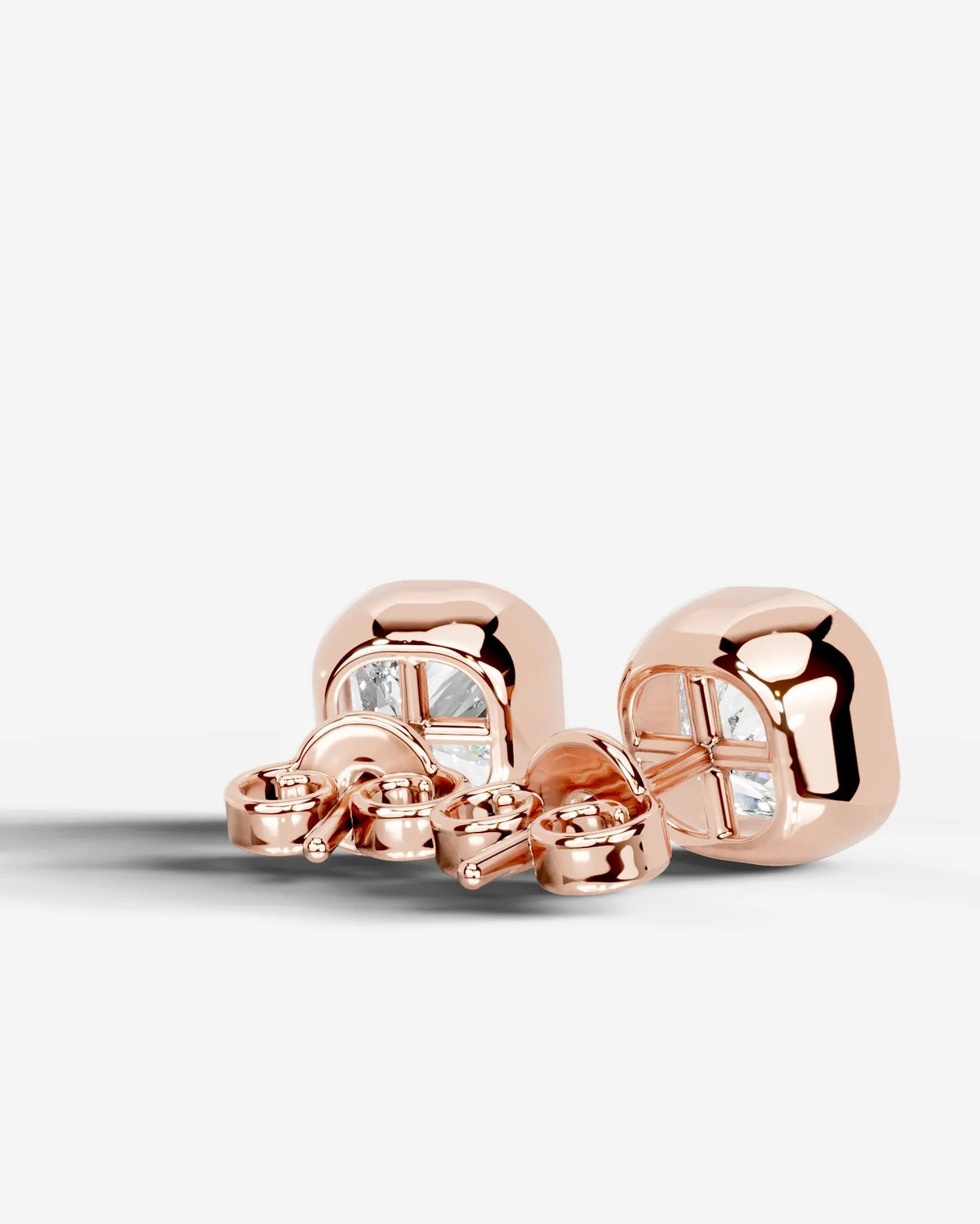 Janice Lab Grown Diamond Earrings Square Cushion - Rose Gold