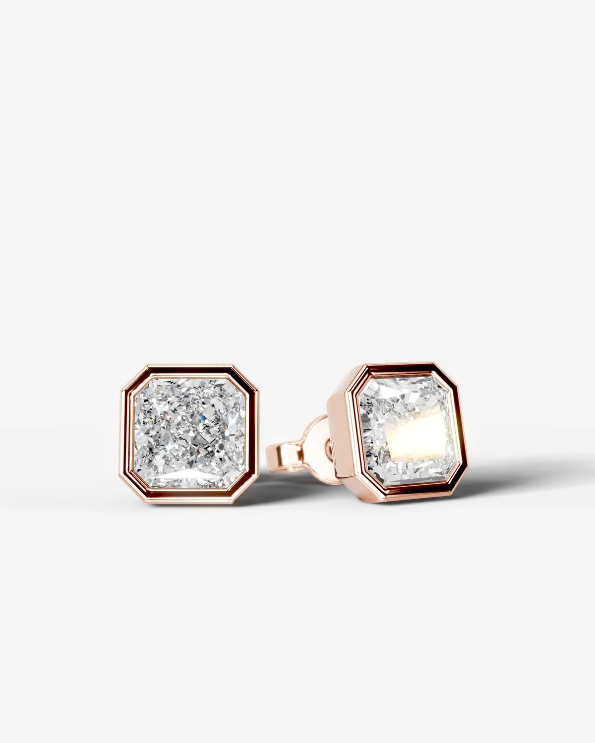 Janice Lab Grown Diamond Earrings Square Radiant - Rose Gold