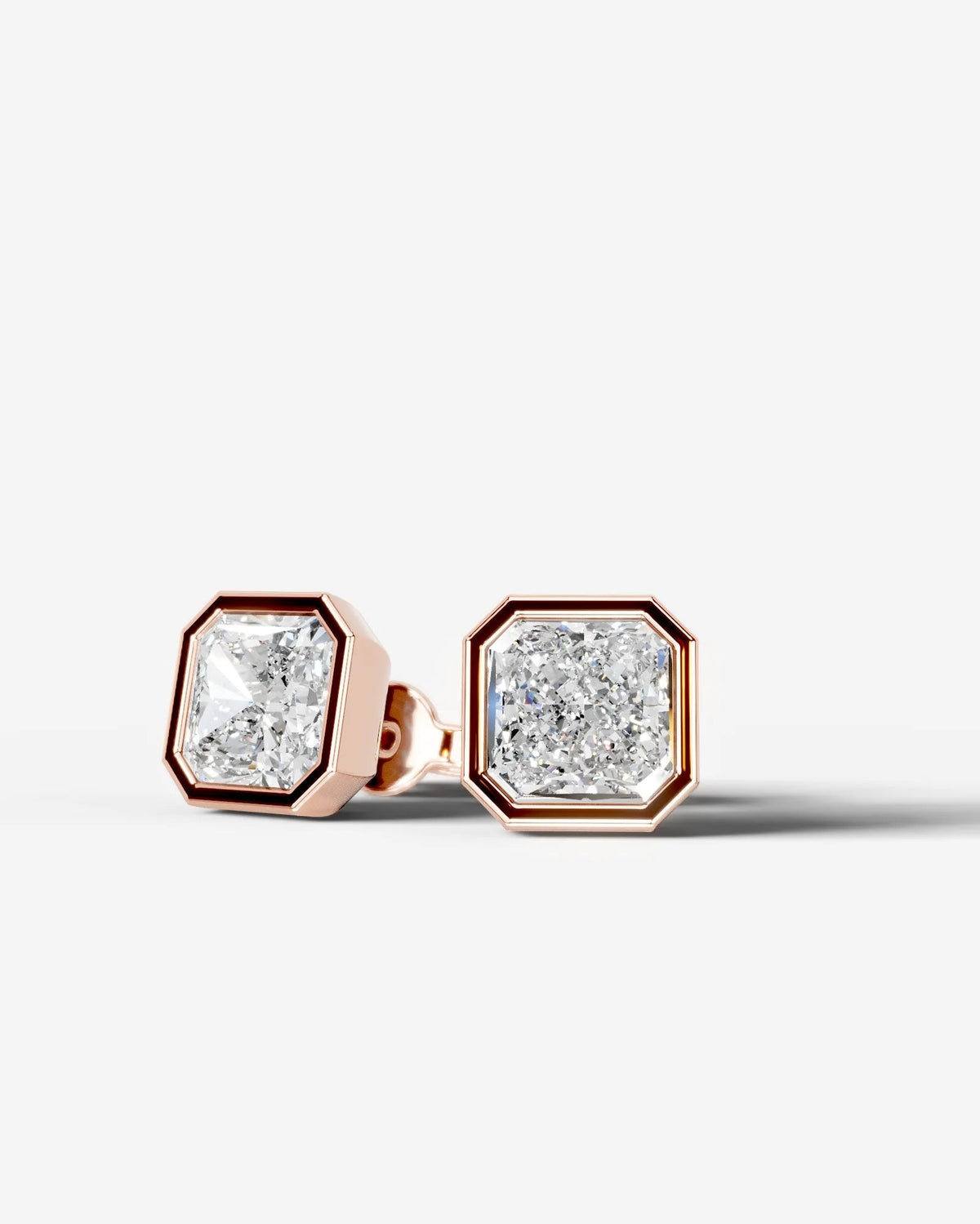 Janice Lab Grown Diamond Earrings Square Radiant - Rose Gold