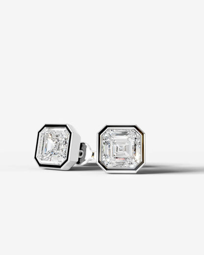 Janice Lab Grown Diamond Earrings Asscher - White Gold