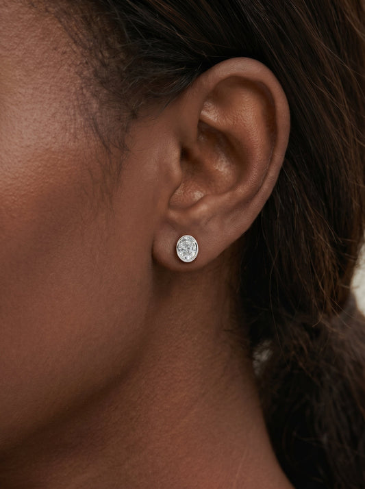 Janice Lab Grown Diamond Earrings Oval - Platinum