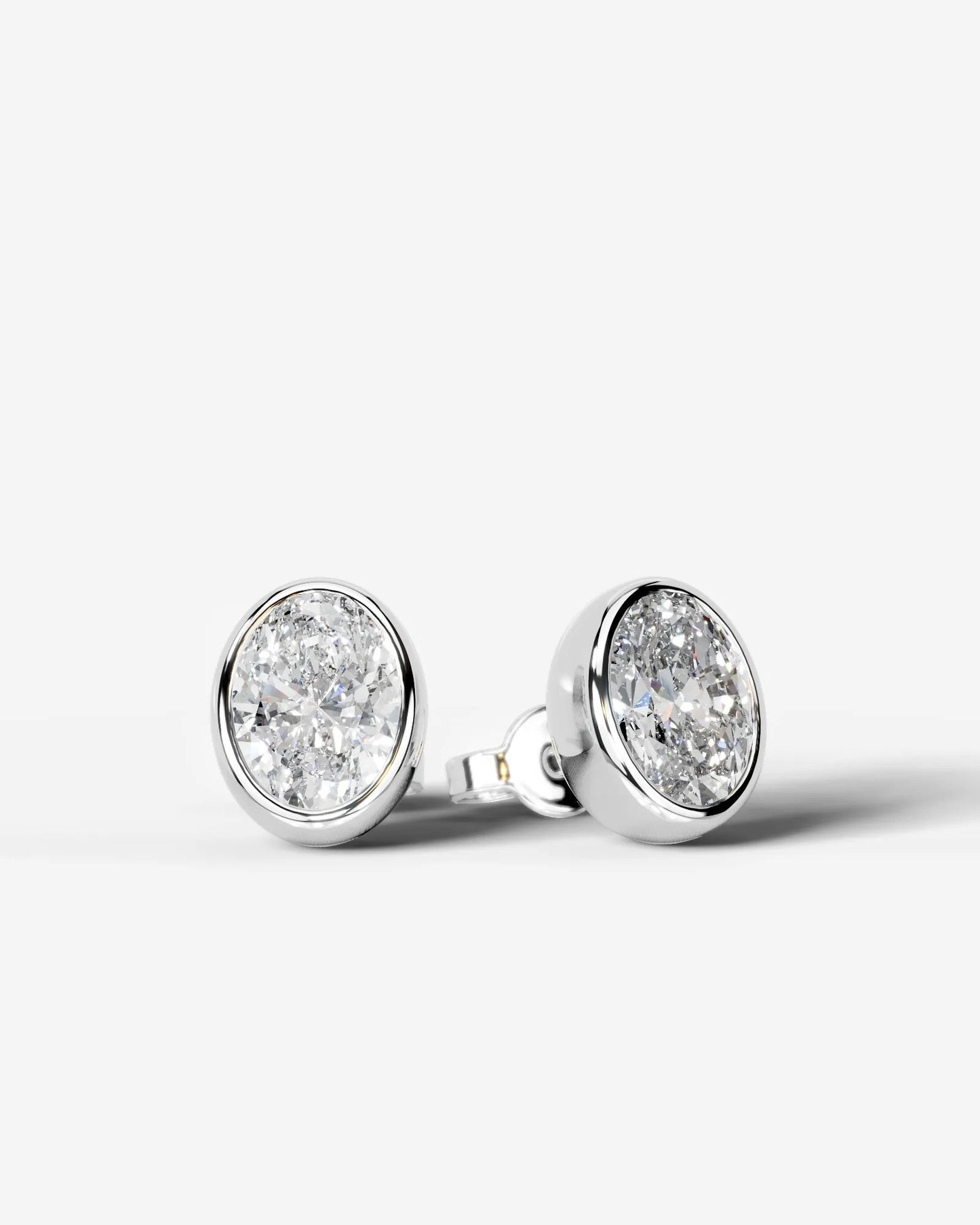 Janice Lab Grown Diamond Earrings Oval - Platinum