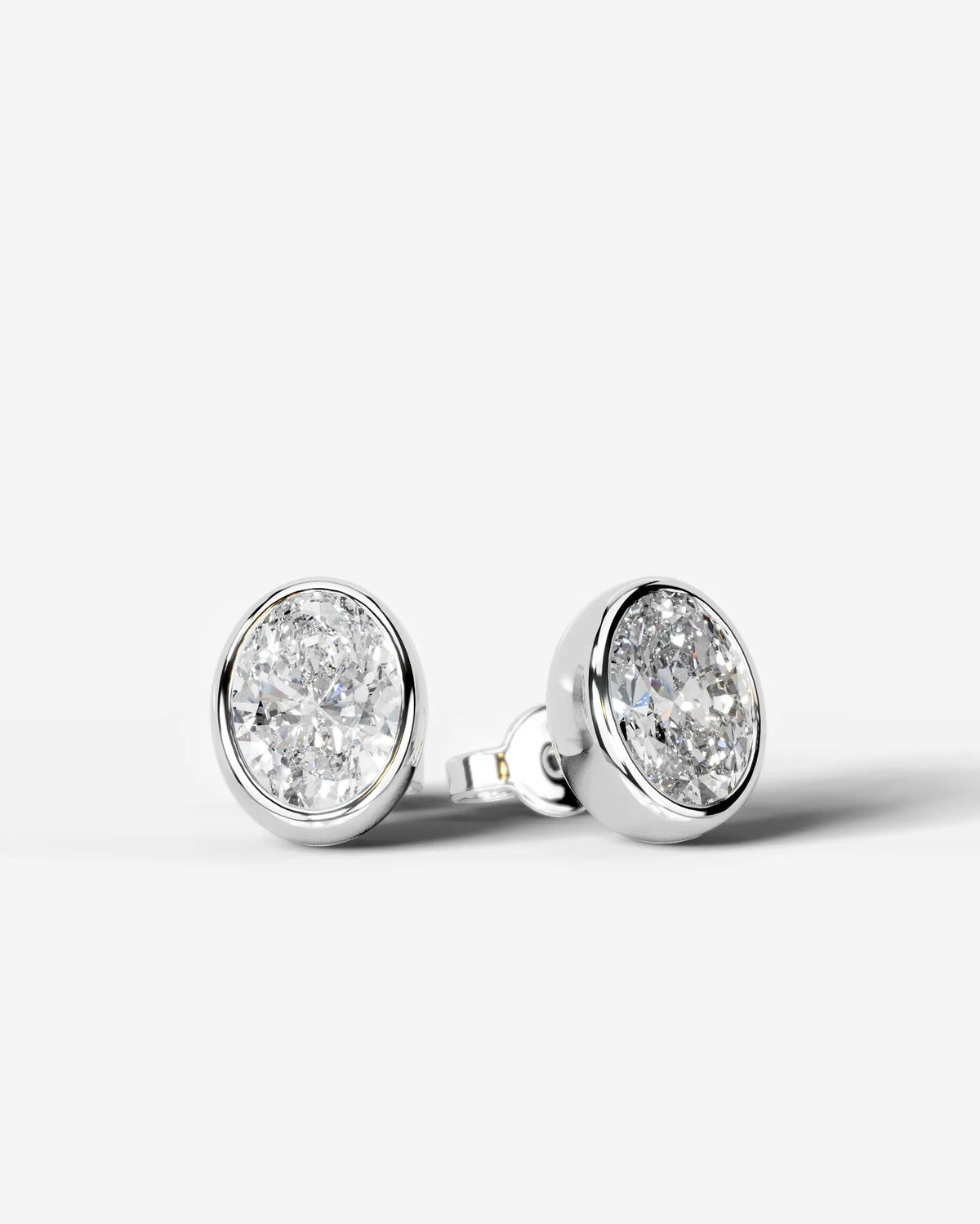 Janice Lab Grown Diamond Earrings Oval - White Gold
