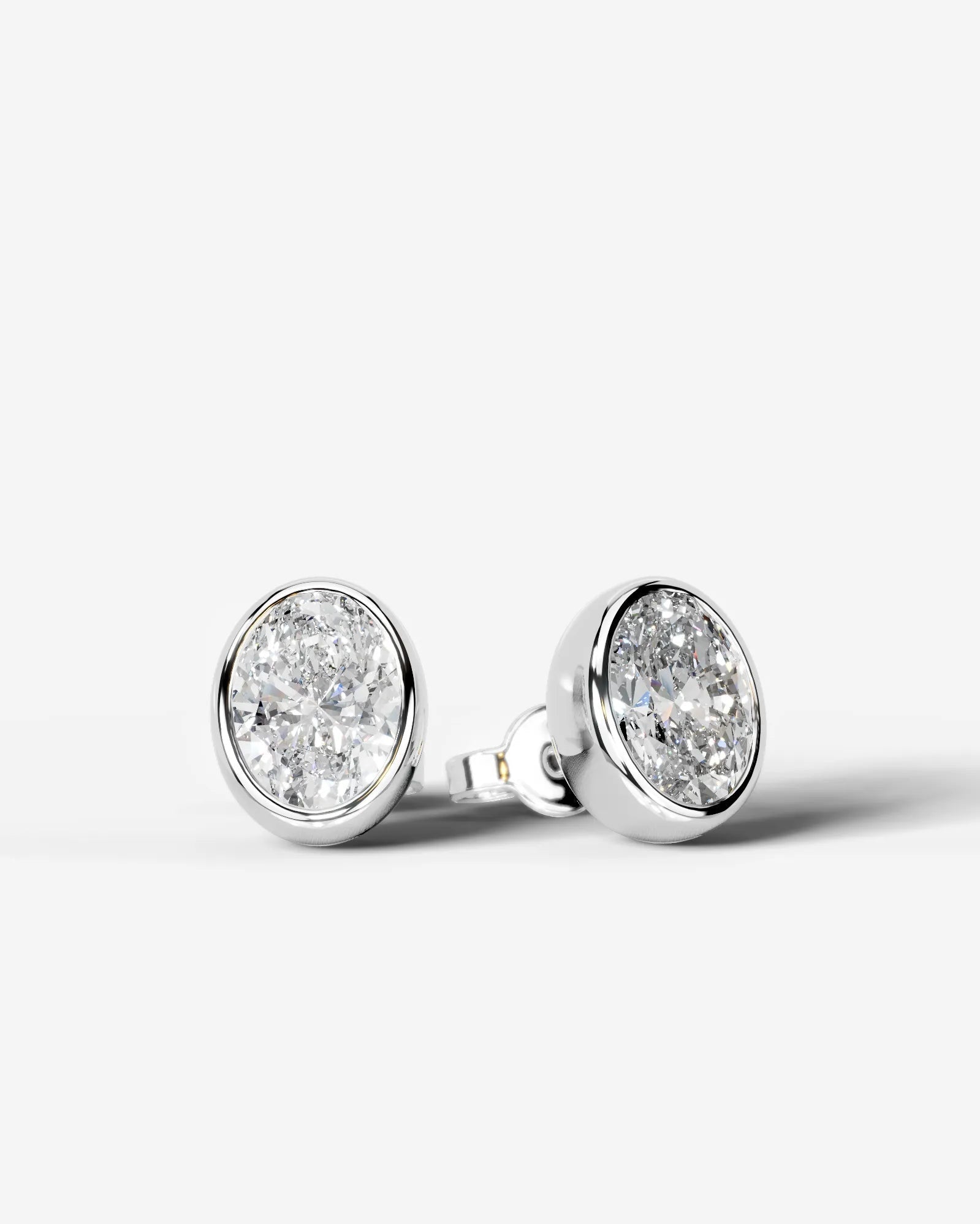 Janice Lab Grown Diamond Earrings Oval - White Gold