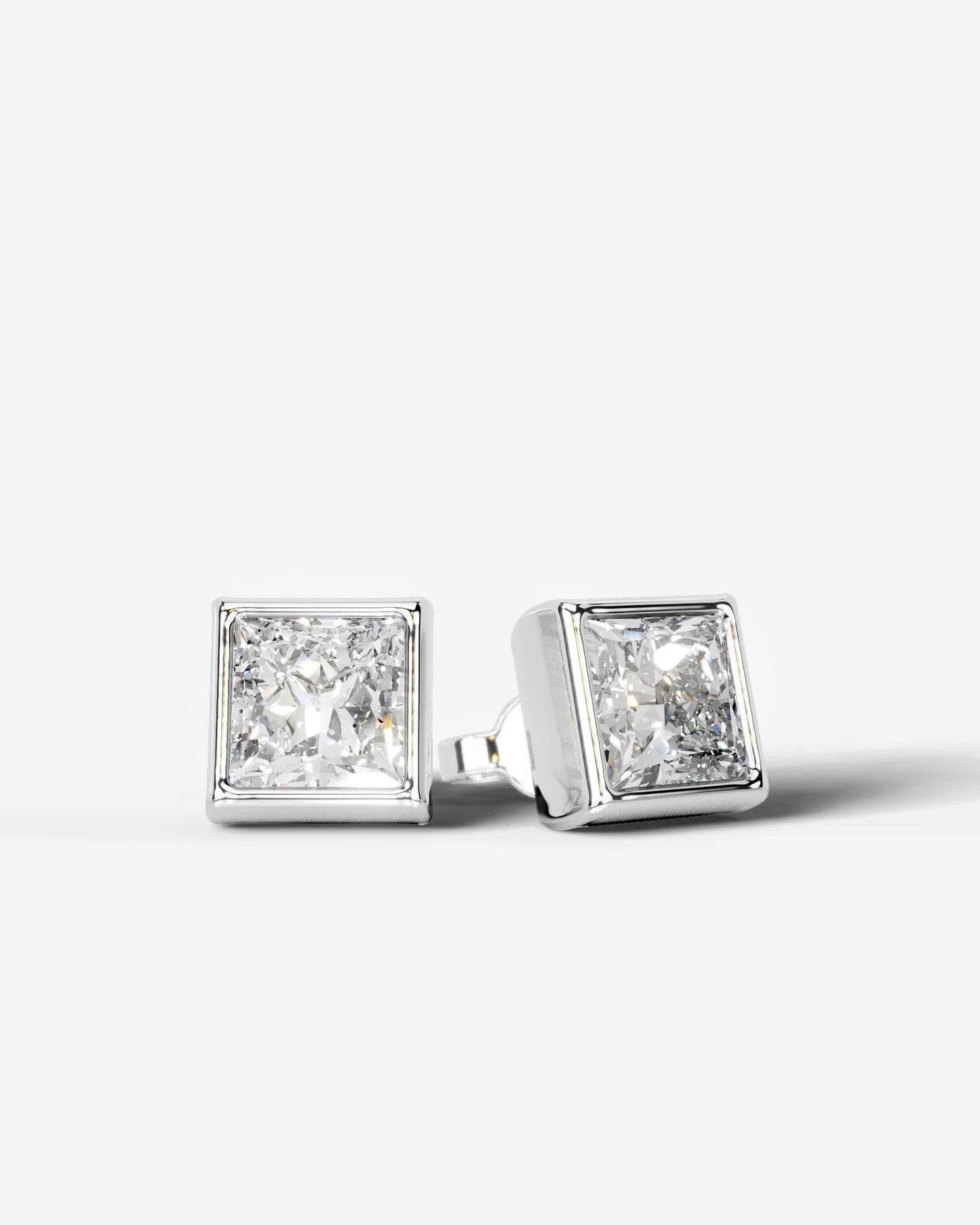 Janice Lab Grown Diamond Earrings Princess - White Gold