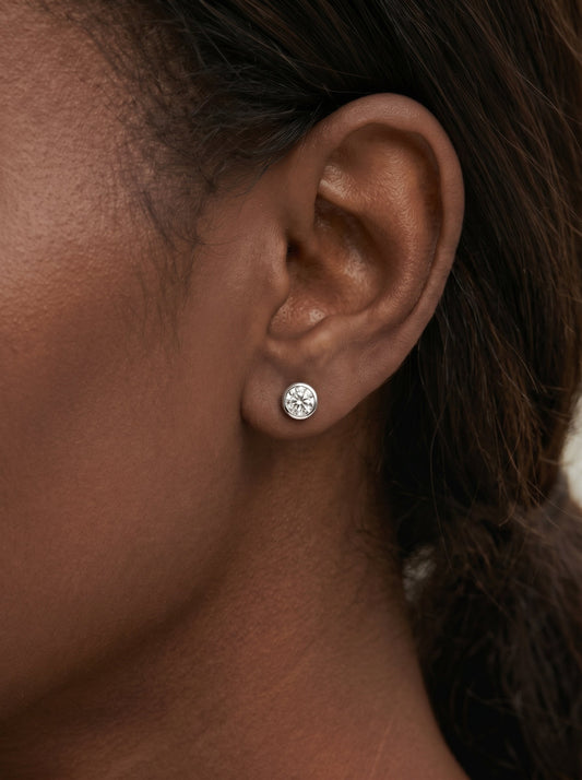 Janice Lab Grown Diamond Earrings Round - Platinum