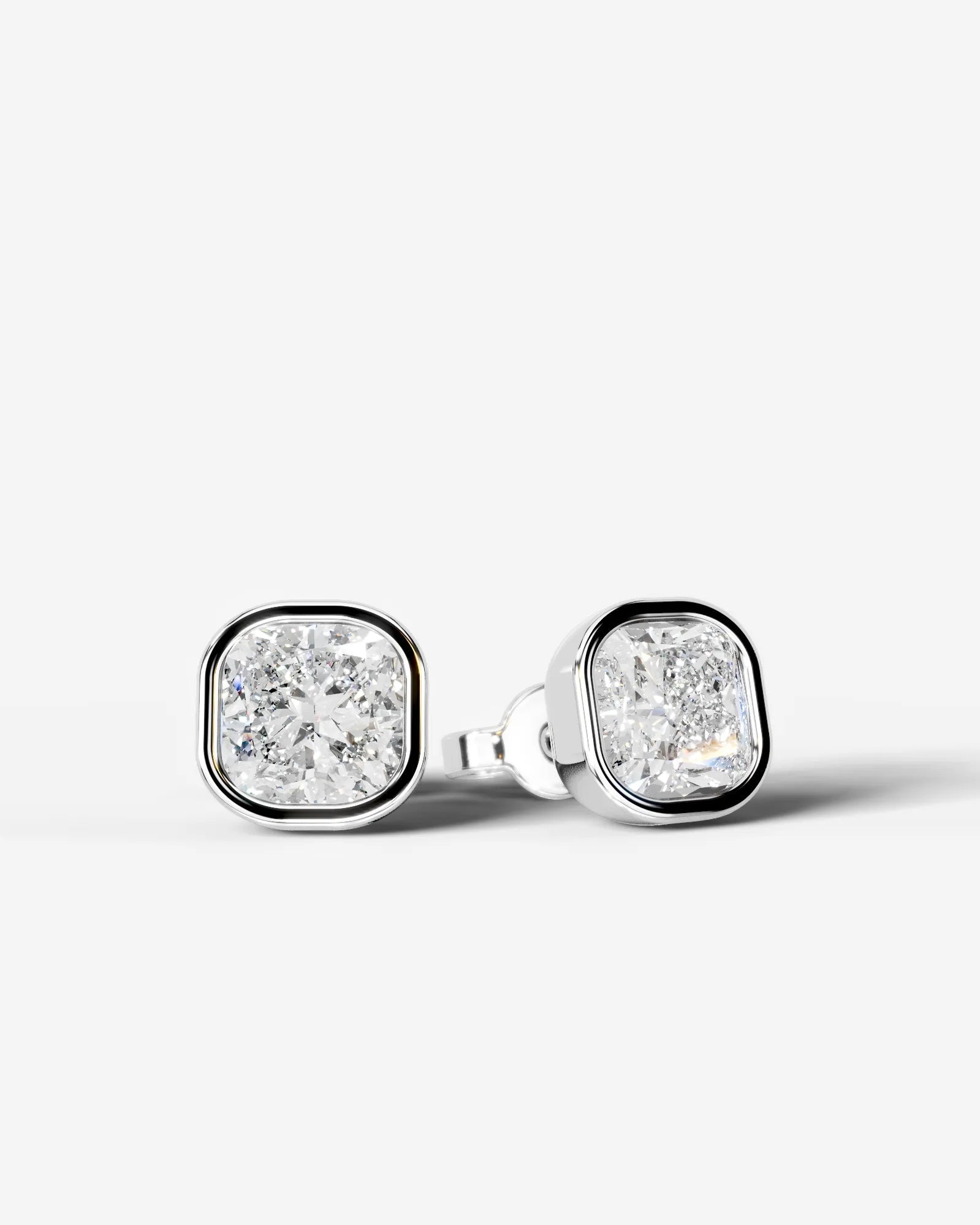 Janice Lab Grown Diamond Earrings Square Cushion - White Gold