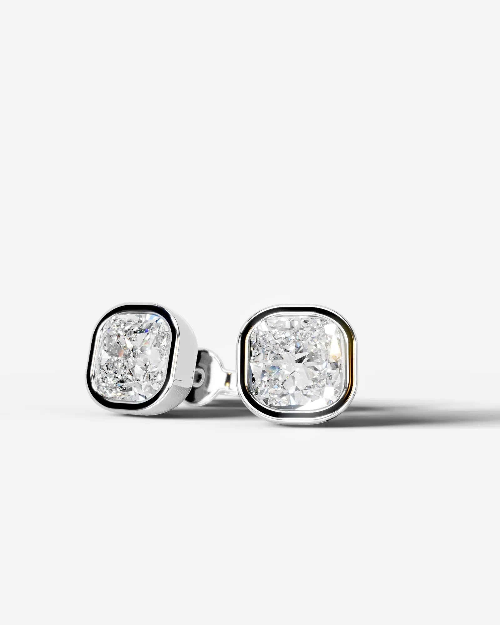 Janice Lab Grown Diamond Earrings Square Cushion - White Gold