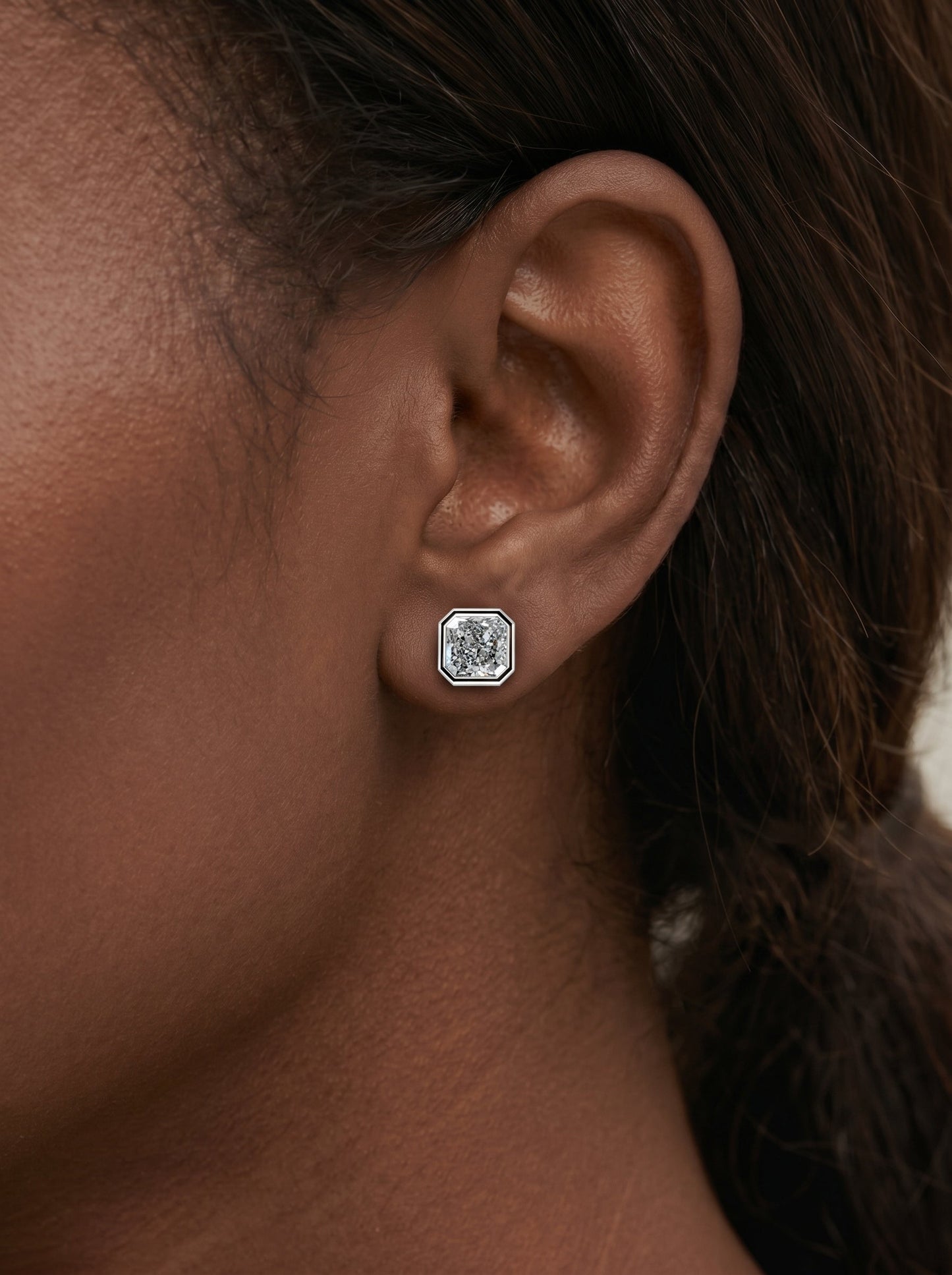 Janice Lab Grown Diamond Earrings Square Radiant - Platinum