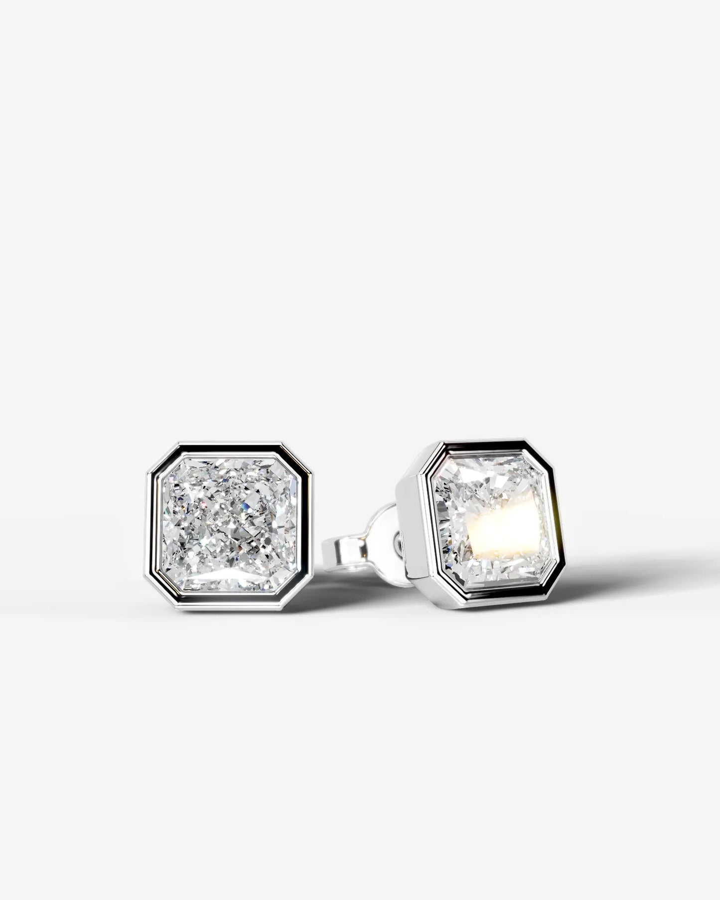 Janice Lab Grown Diamond Earrings Square Radiant - Platinum
