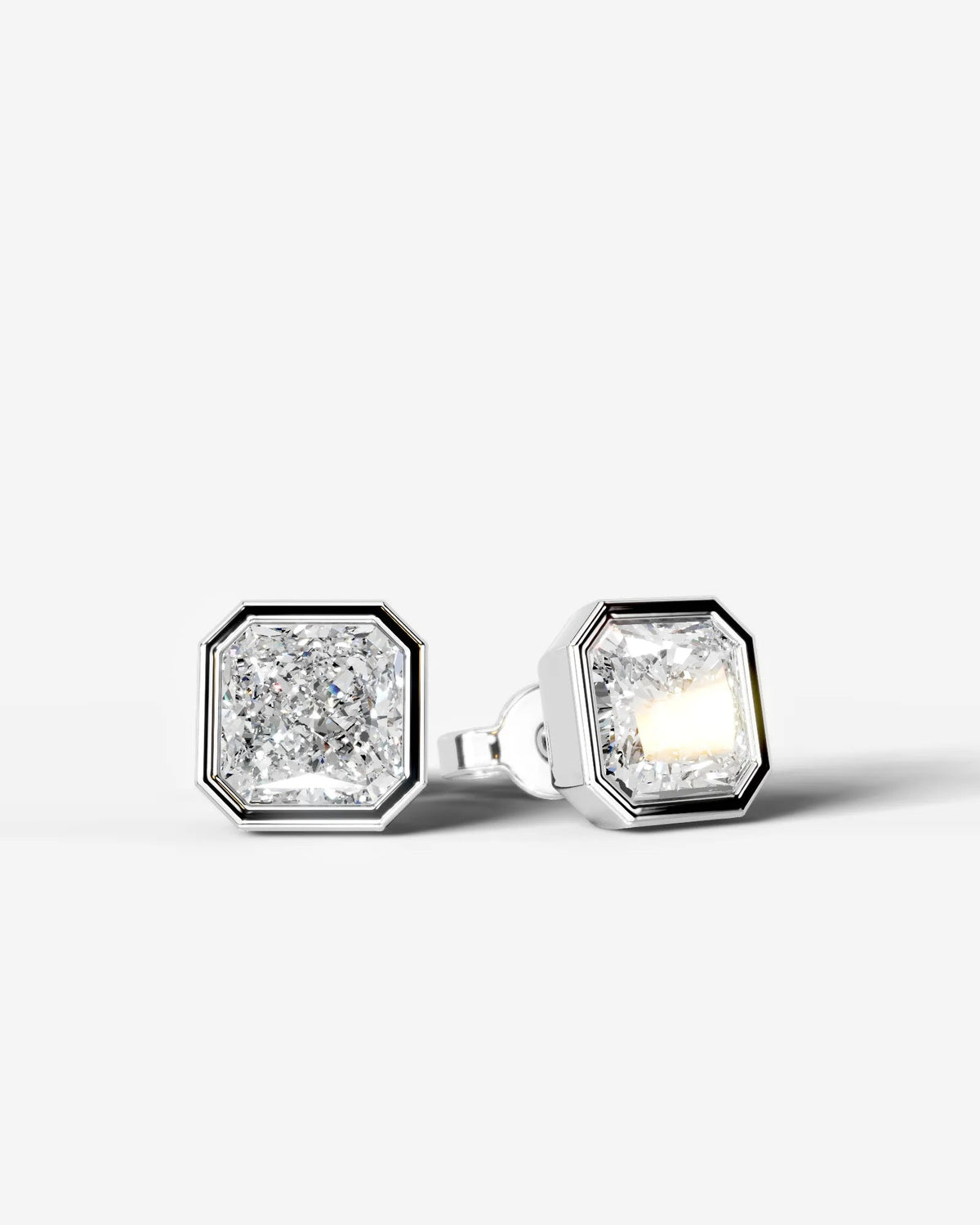 Janice Lab Grown Diamond Earrings Square Radiant - White Gold