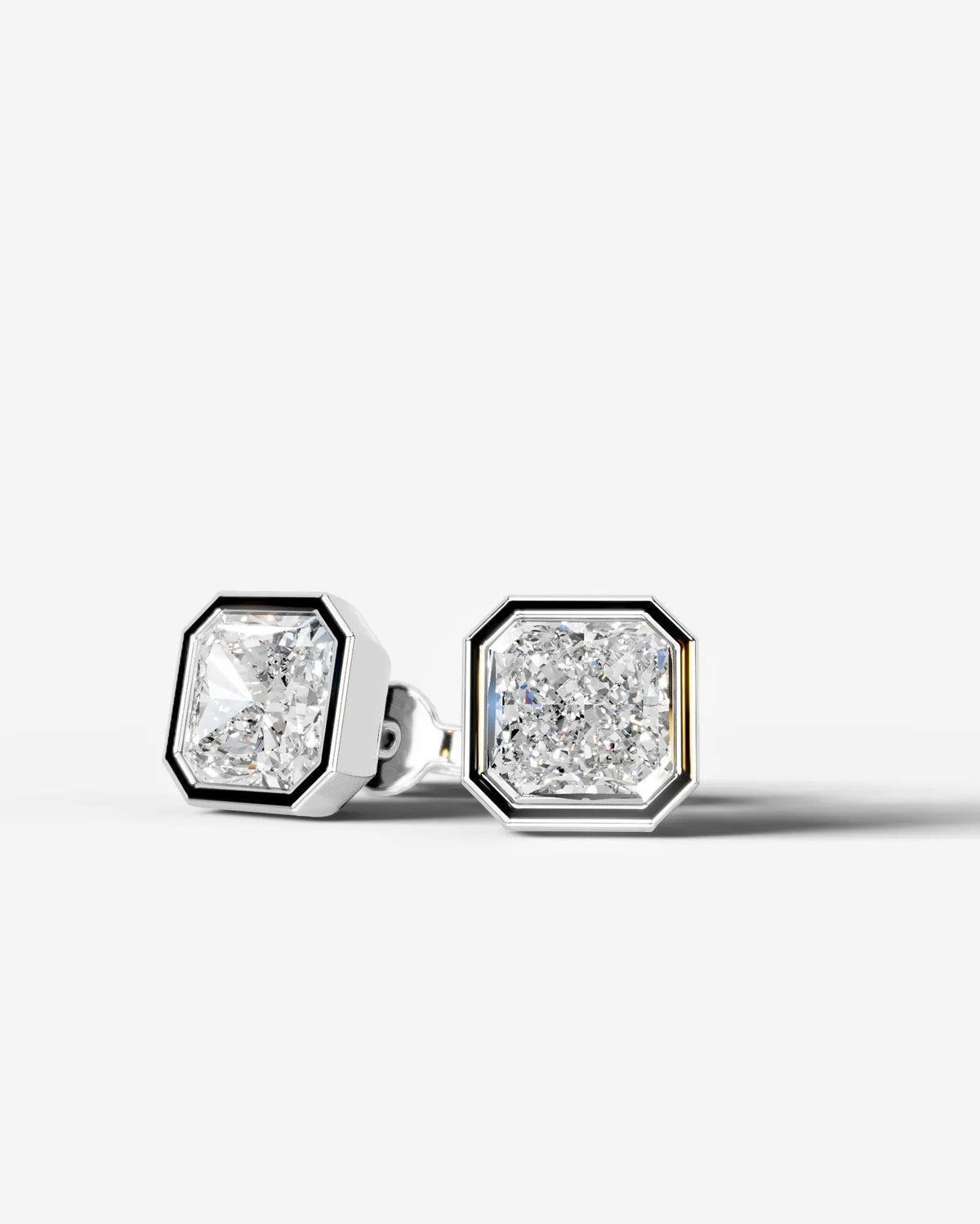 Janice Lab Grown Diamond Earrings Square Radiant - White Gold