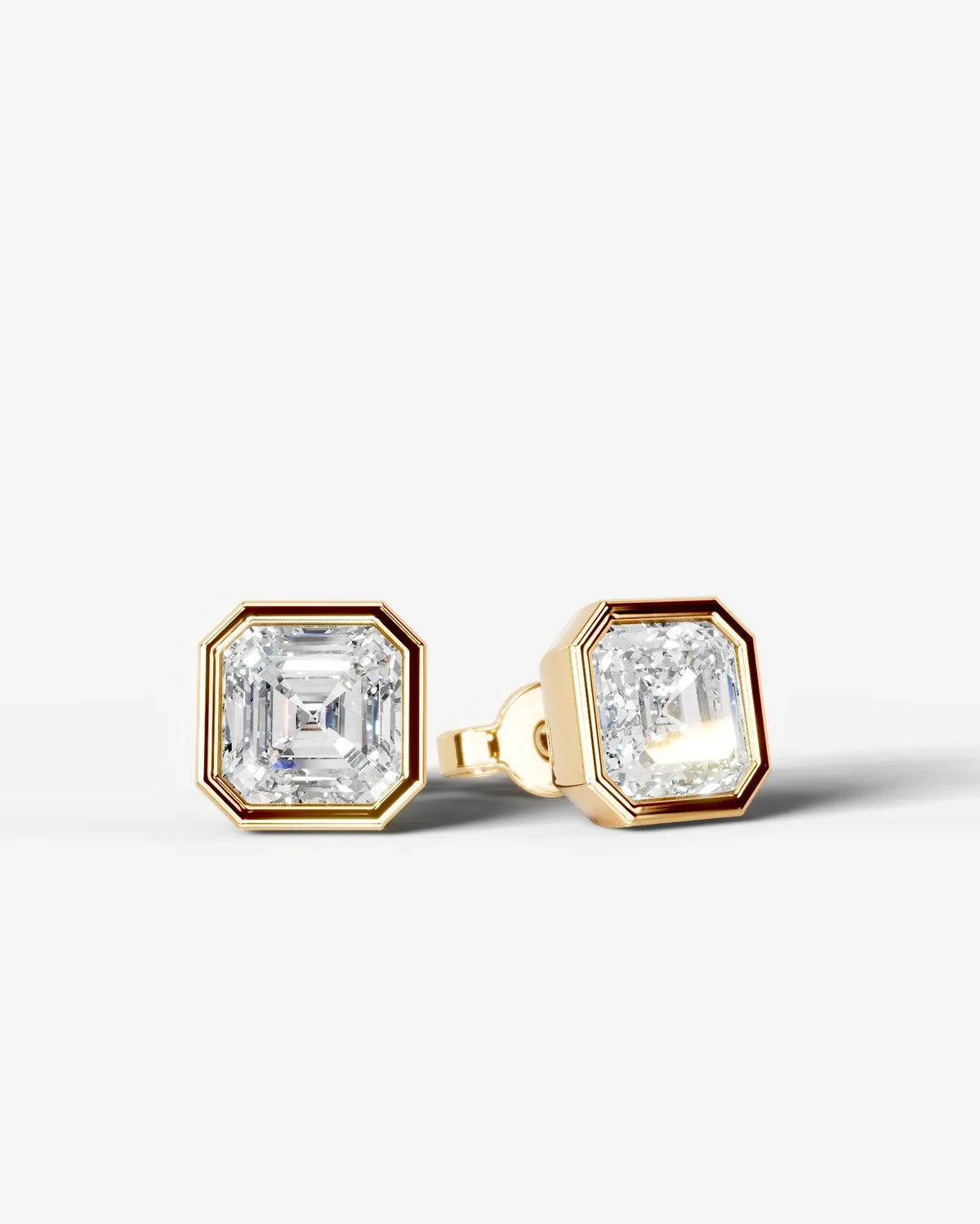 Janice Lab Grown Diamond Earrings Asscher - Yellow Gold