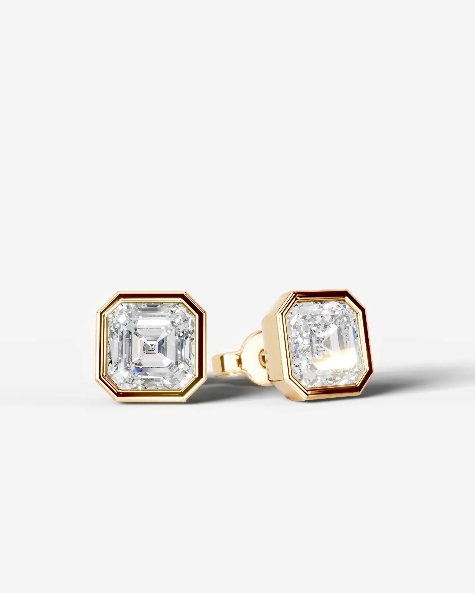 Janice Lab Grown Diamond Earrings Asscher - Yellow Gold