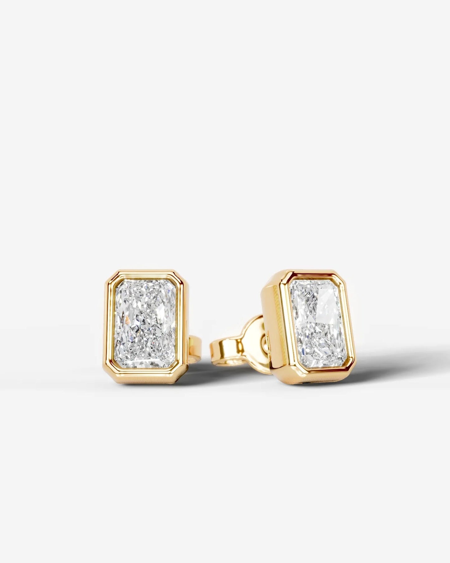 Janice Lab Grown Diamond Earrings Elongated Radiant - Yellow Gold