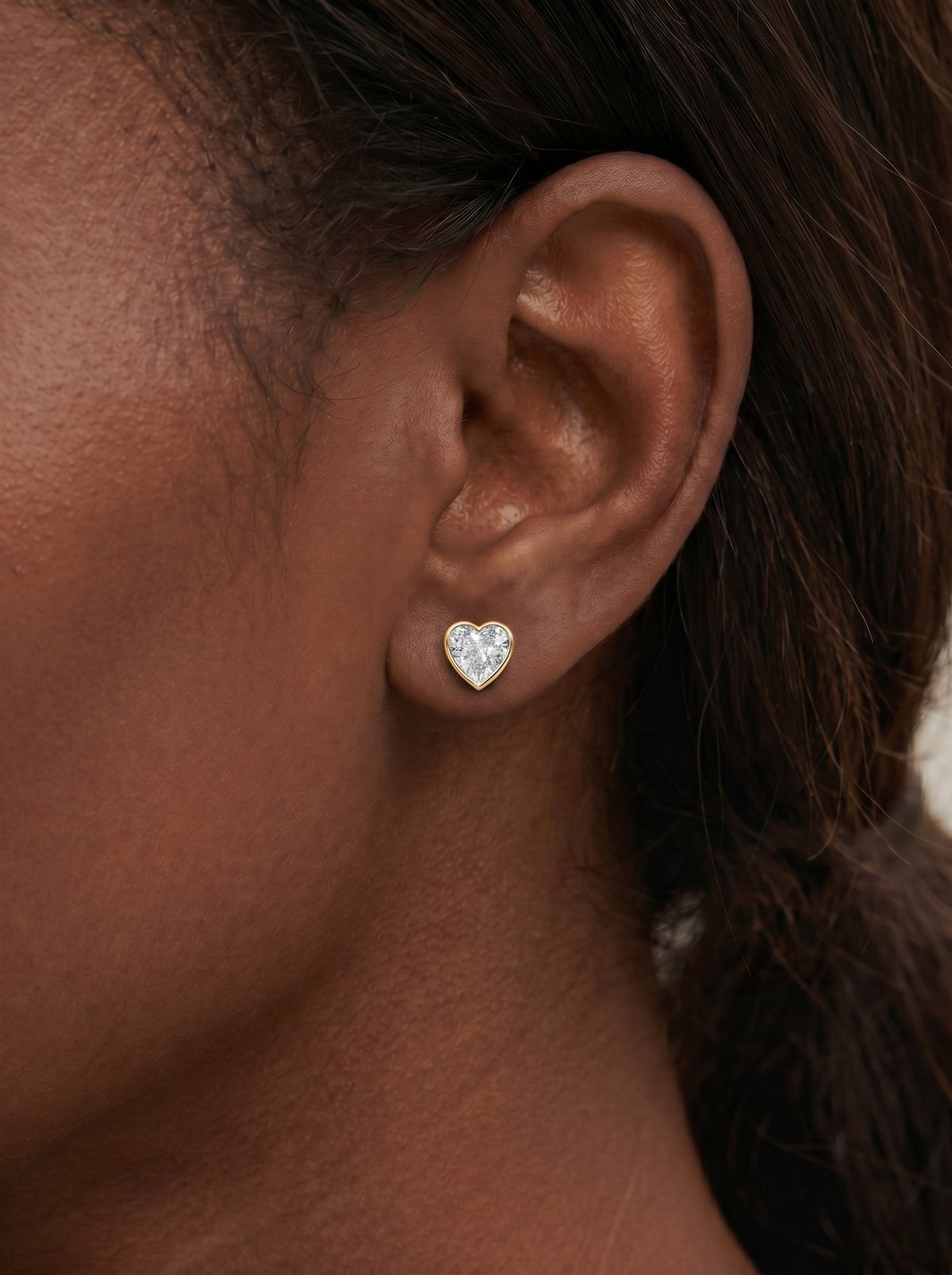 Janice Lab Grown Diamond Earrings Heart - Yellow Gold